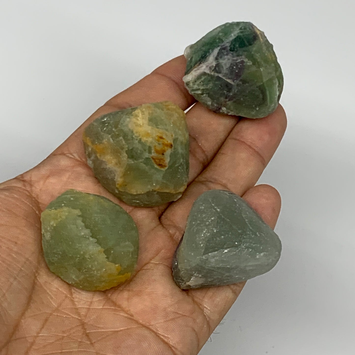 148.7g,1.3"-1.4", 4pcs, Fluorite Tumbled Rough/Semi- Polished @Mexico, B18706