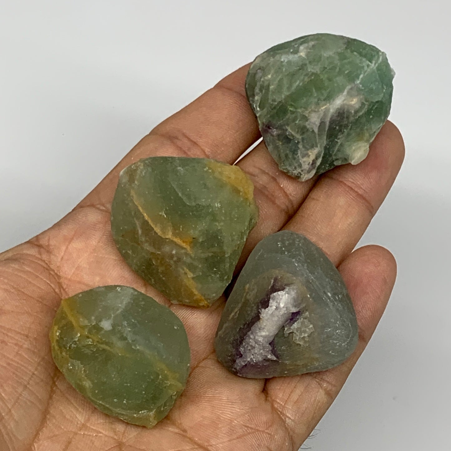 148.7g,1.3"-1.4", 4pcs, Fluorite Tumbled Rough/Semi- Polished @Mexico, B18706