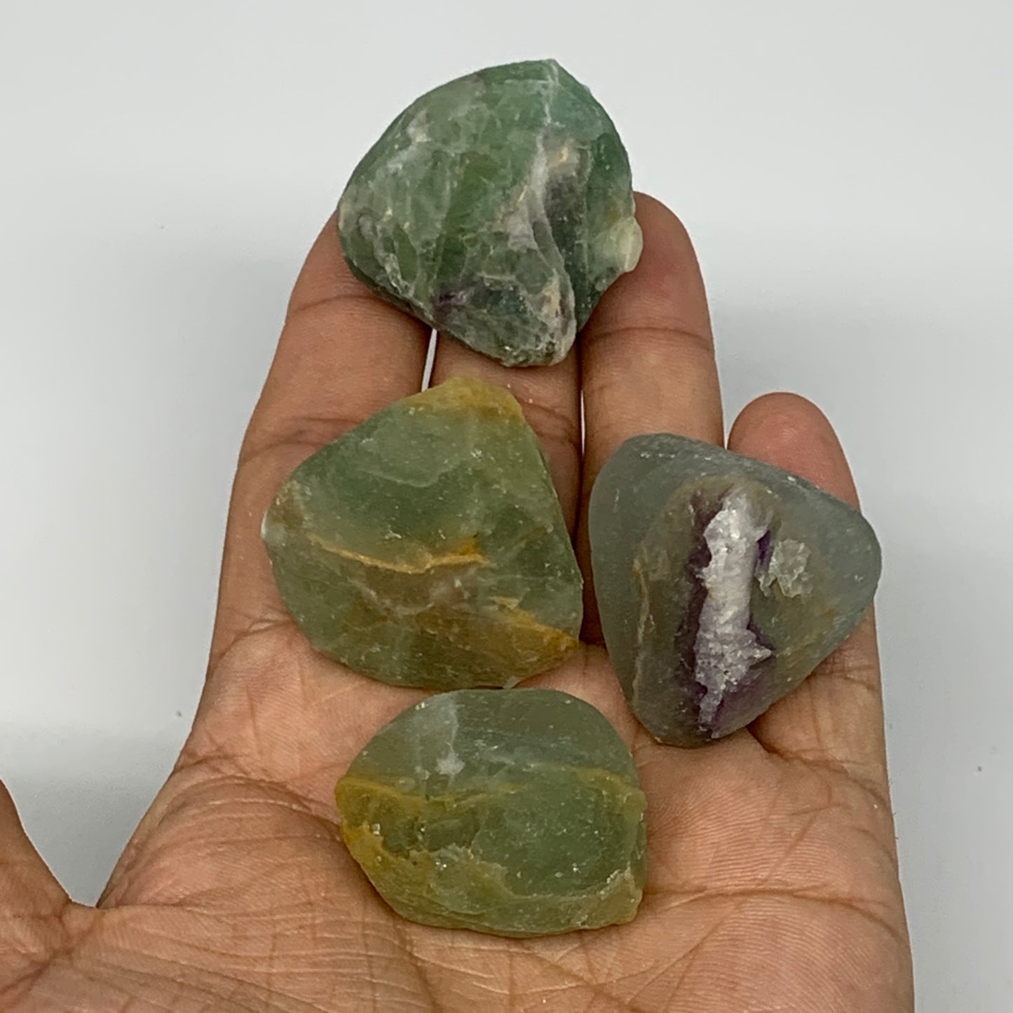 148.7g,1.3"-1.4", 4pcs, Fluorite Tumbled Rough/Semi- Polished @Mexico, B18706