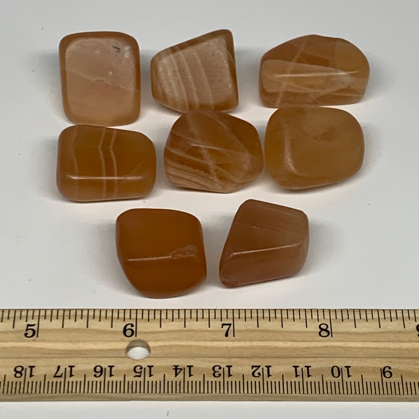 143.7g, 1"-1.3", 8pcs, Honey Calcite Tumbled Stones @Afghanistan, B26745