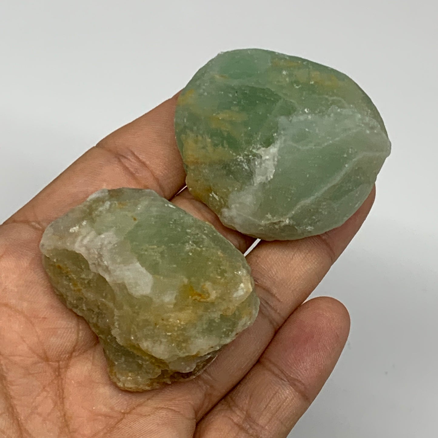 134.9g,1.6"-1.8", 2pcs, Fluorite Tumbled Rough/Semi- Polished @Mexico, B18708