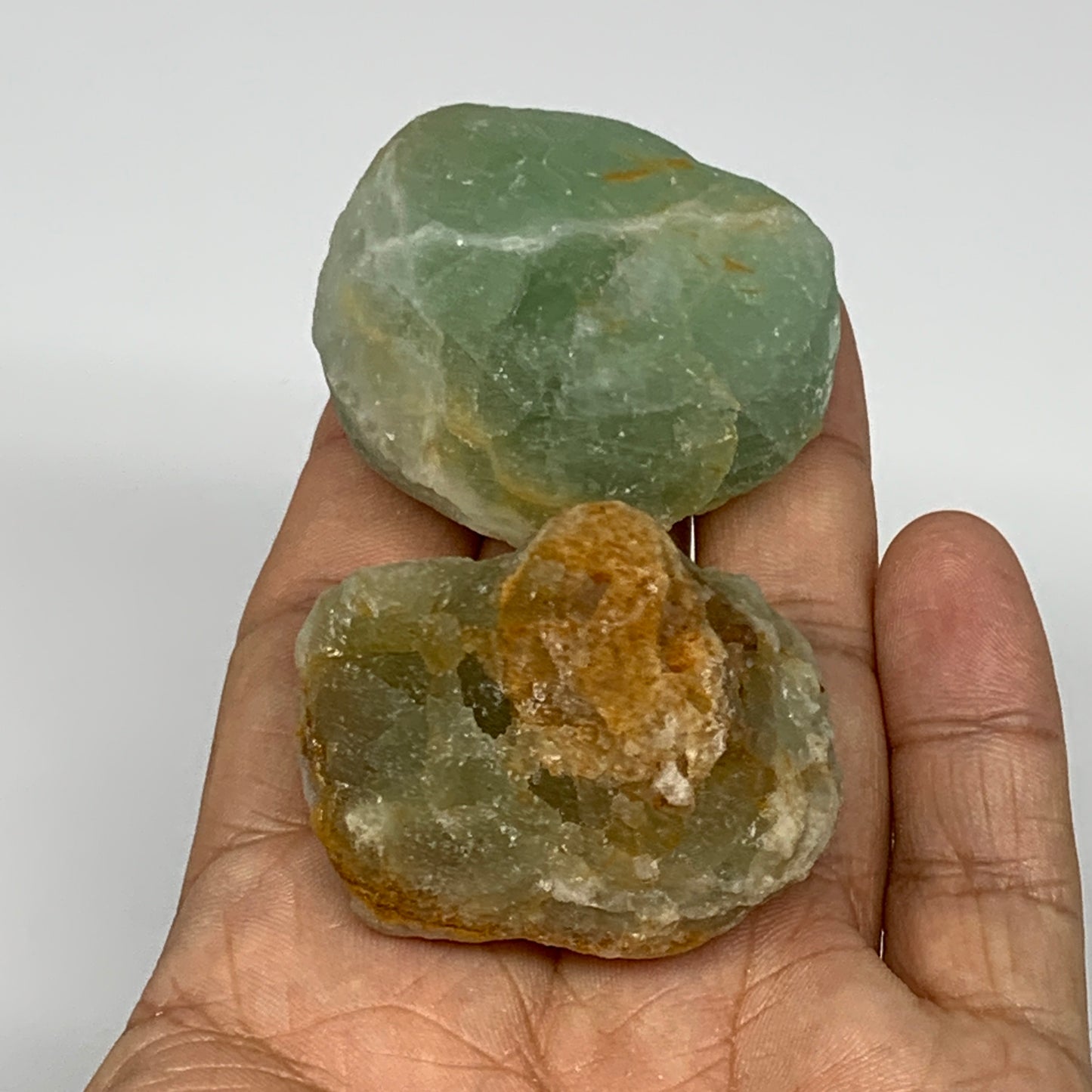 134.9g,1.6"-1.8", 2pcs, Fluorite Tumbled Rough/Semi- Polished @Mexico, B18708