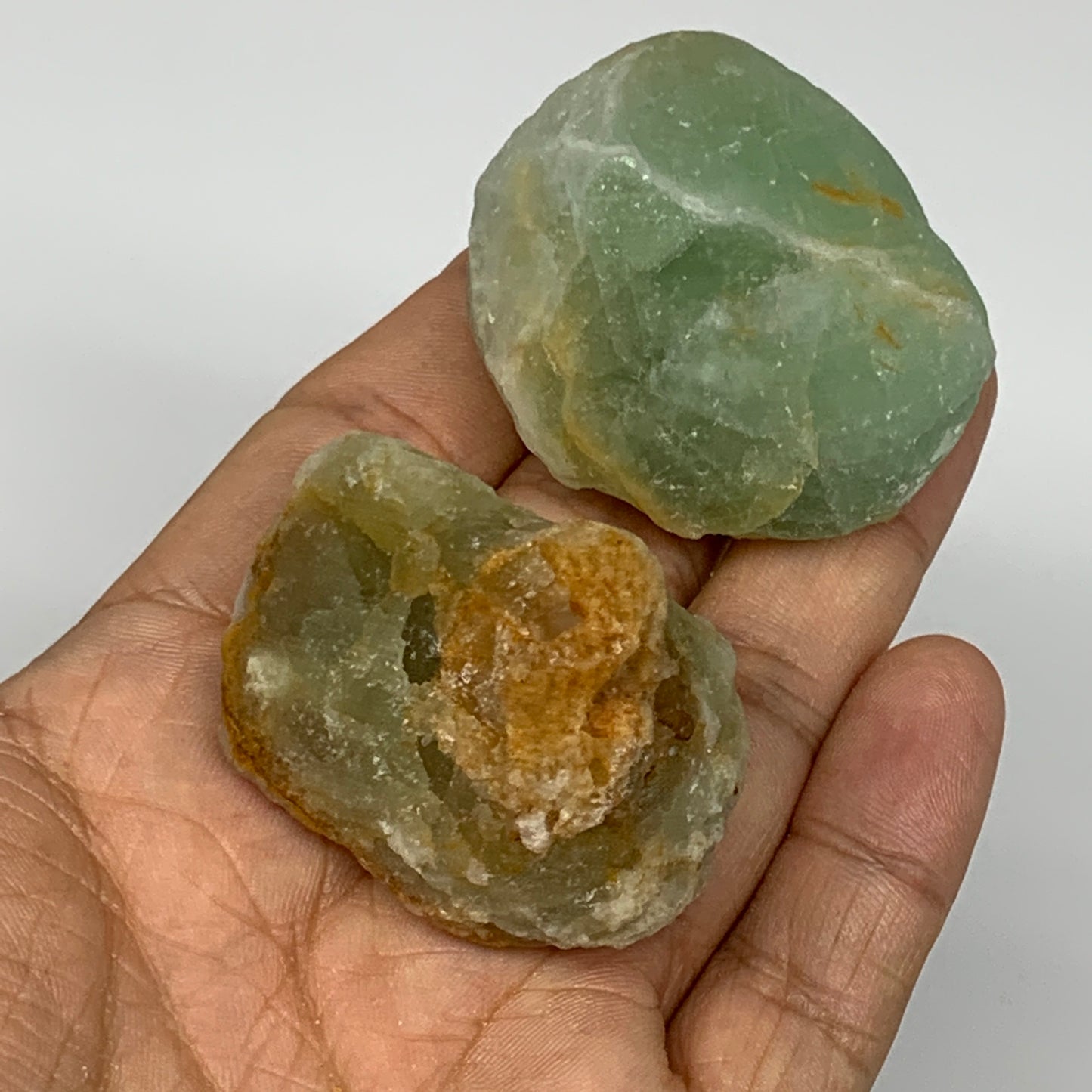 134.9g,1.6"-1.8", 2pcs, Fluorite Tumbled Rough/Semi- Polished @Mexico, B18708