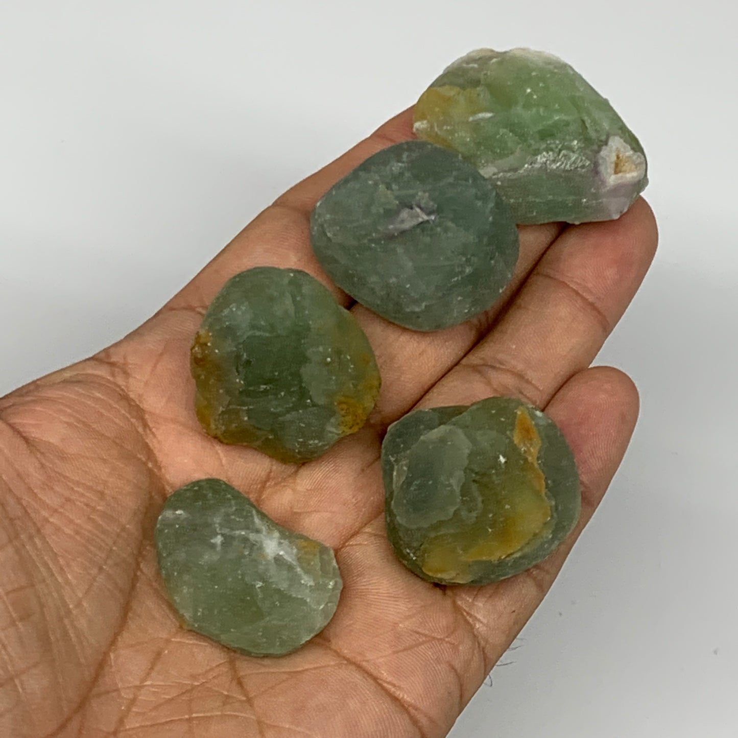 136.9g,1"-1.5", 5pcs, Fluorite Tumbled Rough/Semi- Polished @Mexico, B18712