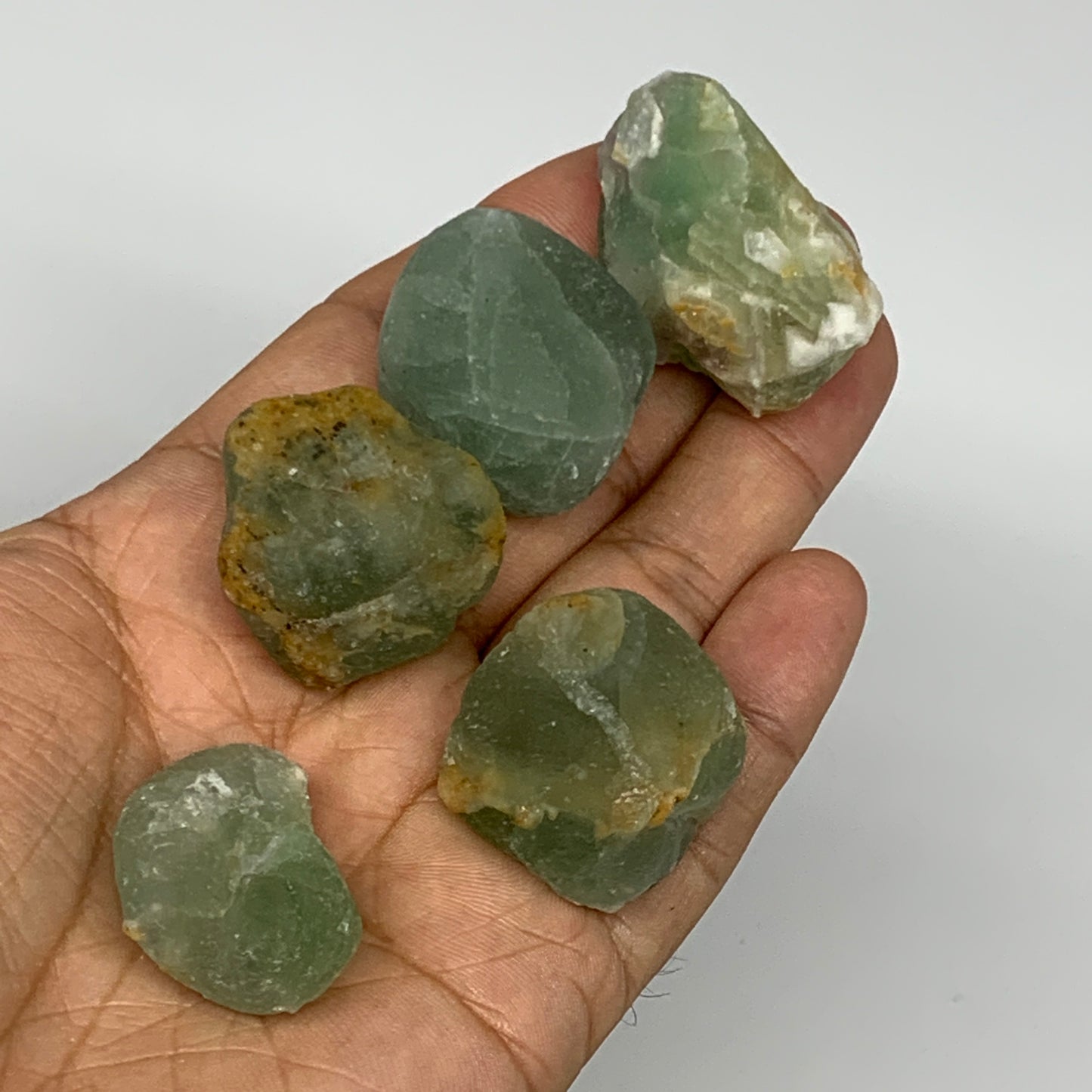 136.9g,1"-1.5", 5pcs, Fluorite Tumbled Rough/Semi- Polished @Mexico, B18712