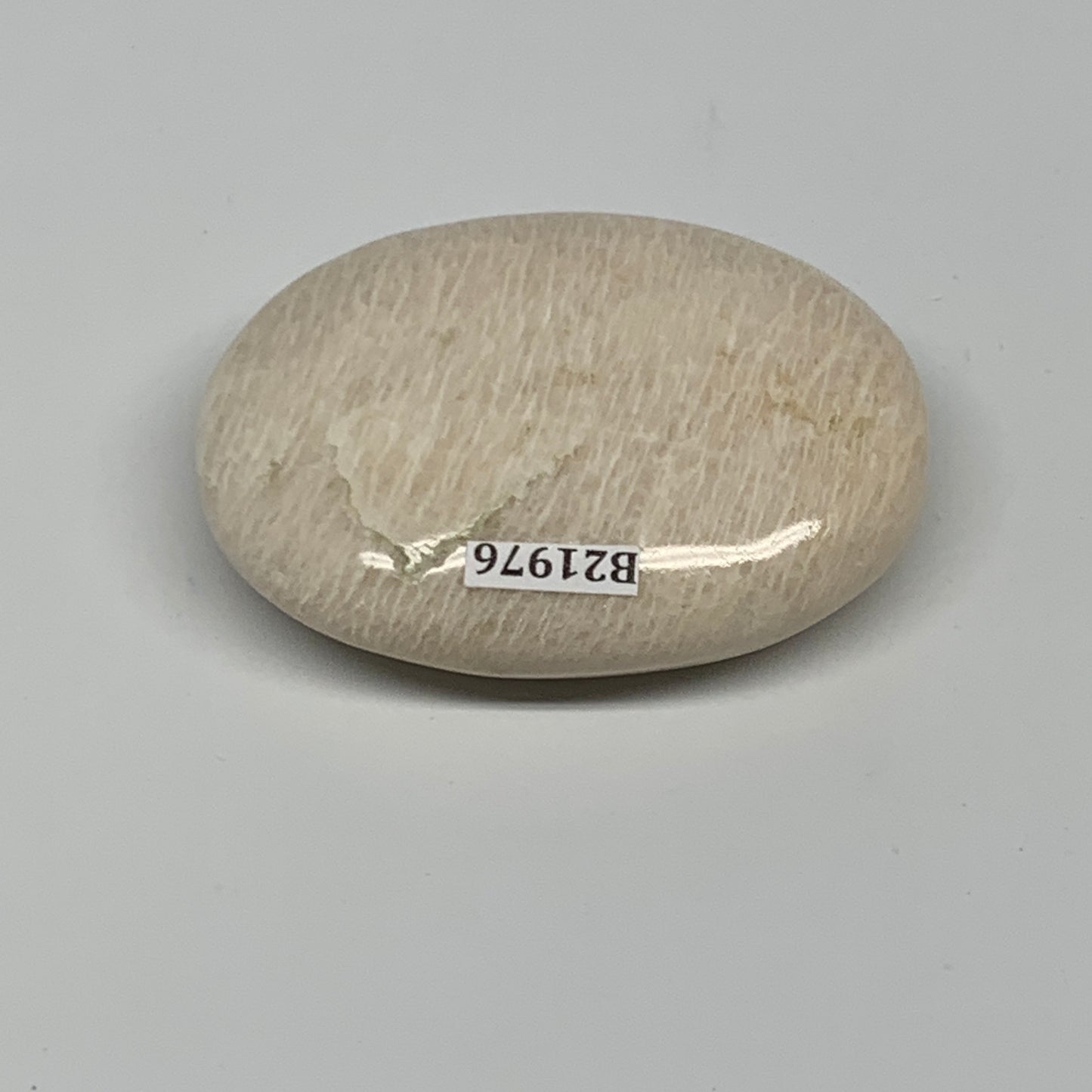 105.2g,2.6"x1.9"x0.9" White Moonstone Crystal Palm-Stone Polished Reiki, B21976
