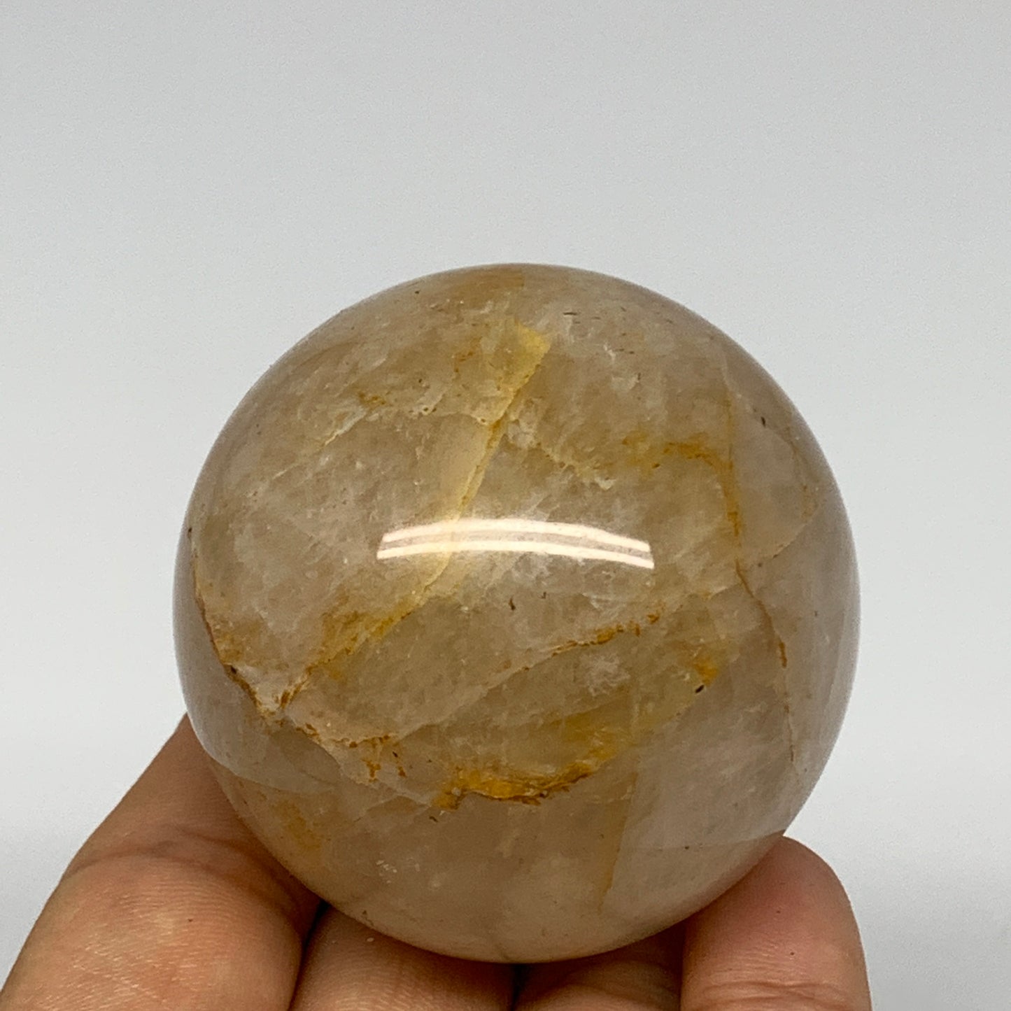 217.8g, 2.1" (54mm), Yellow Hematoid Sphere Crystal Ball Gemstones @Madagascar,B