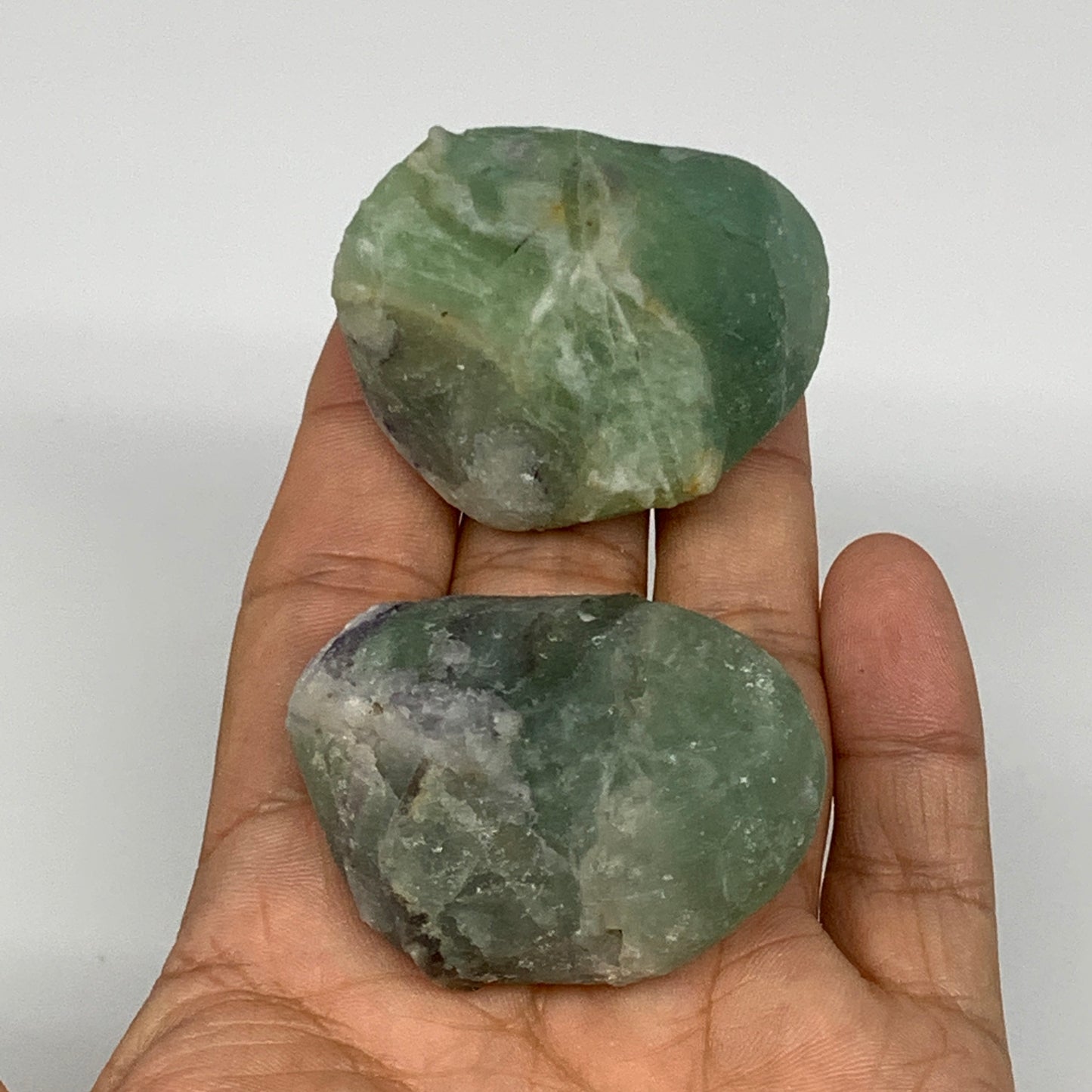 143.1g,1.8"-1.9", 2pcs, Fluorite Tumbled Rough/Semi- Polished @Mexico, B18717