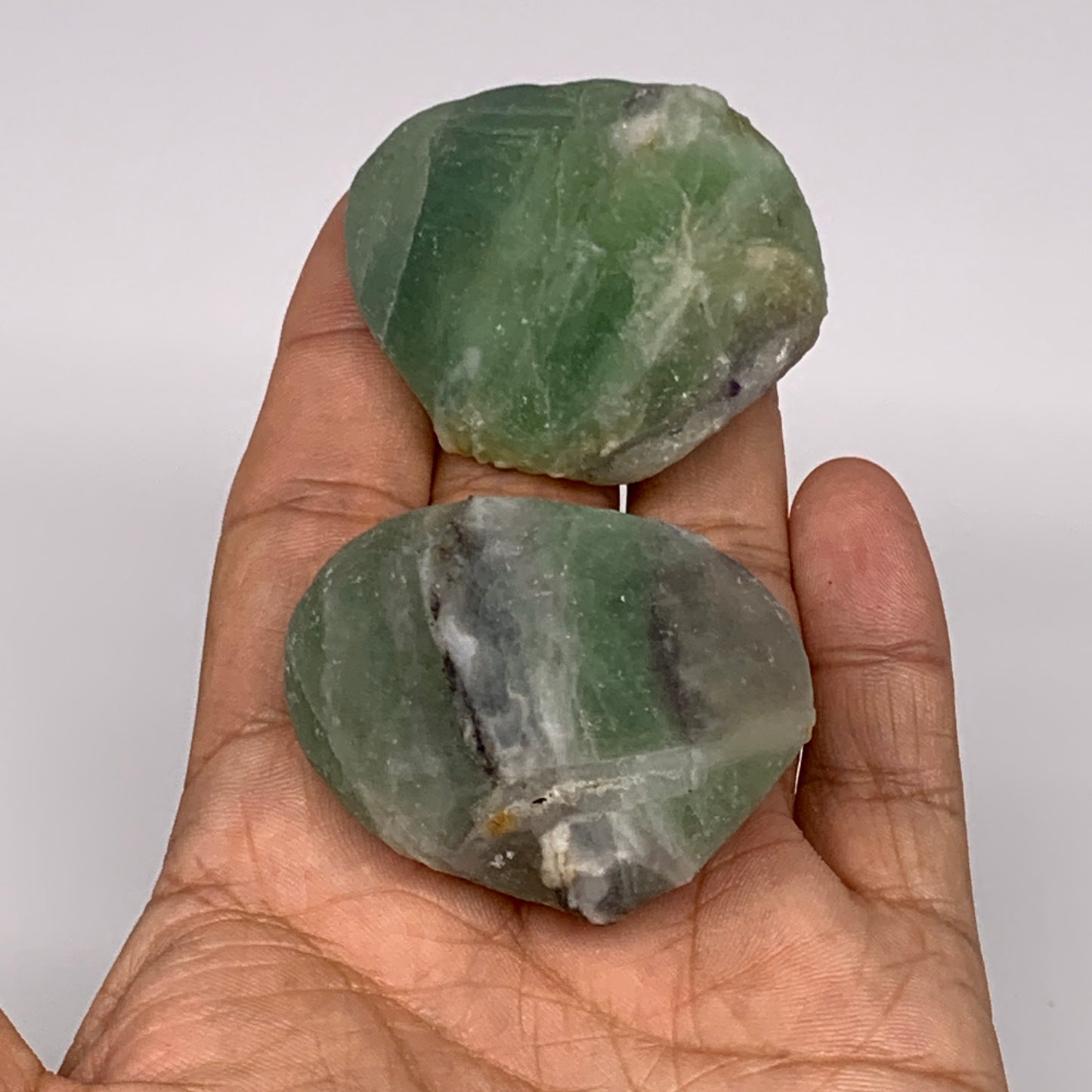 143.1g,1.8"-1.9", 2pcs, Fluorite Tumbled Rough/Semi- Polished @Mexico, B18717