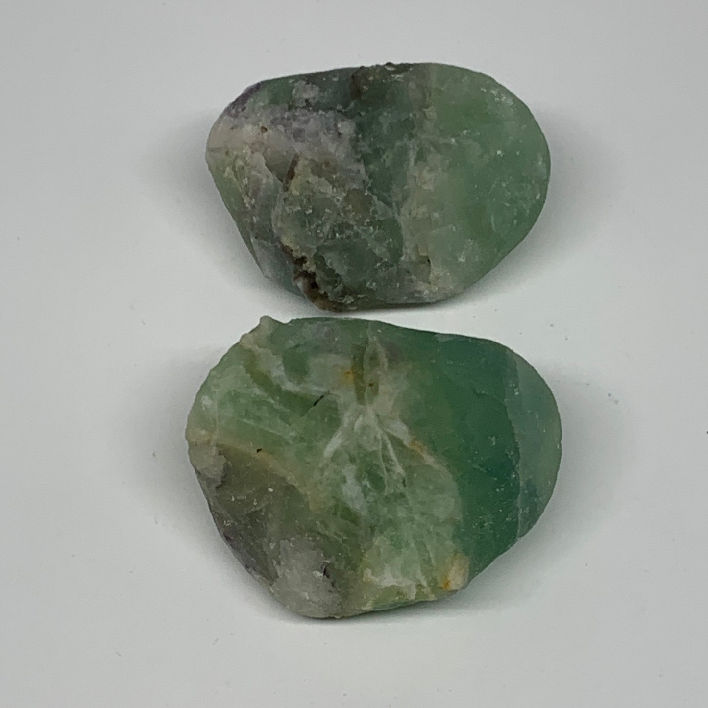 143.1g,1.8"-1.9", 2pcs, Fluorite Tumbled Rough/Semi- Polished @Mexico, B18717