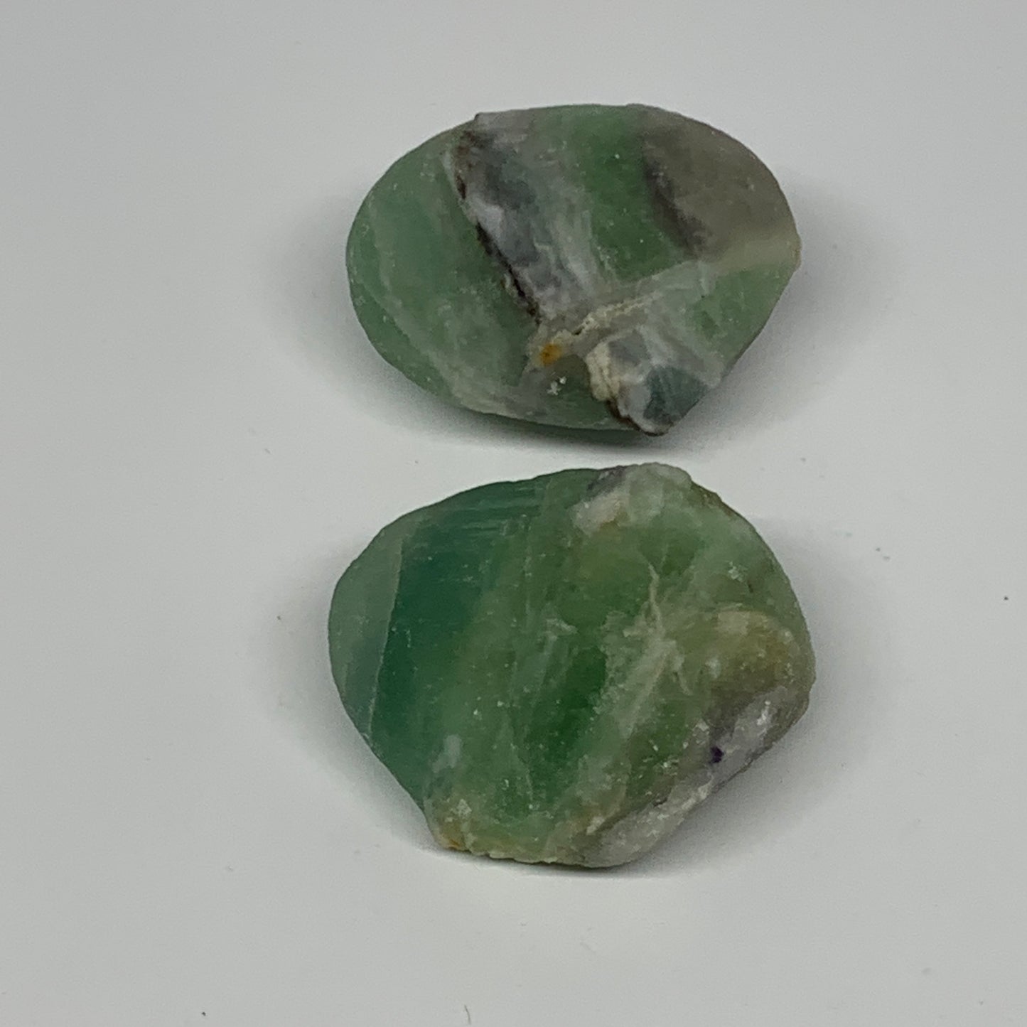 143.1g,1.8"-1.9", 2pcs, Fluorite Tumbled Rough/Semi- Polished @Mexico, B18717