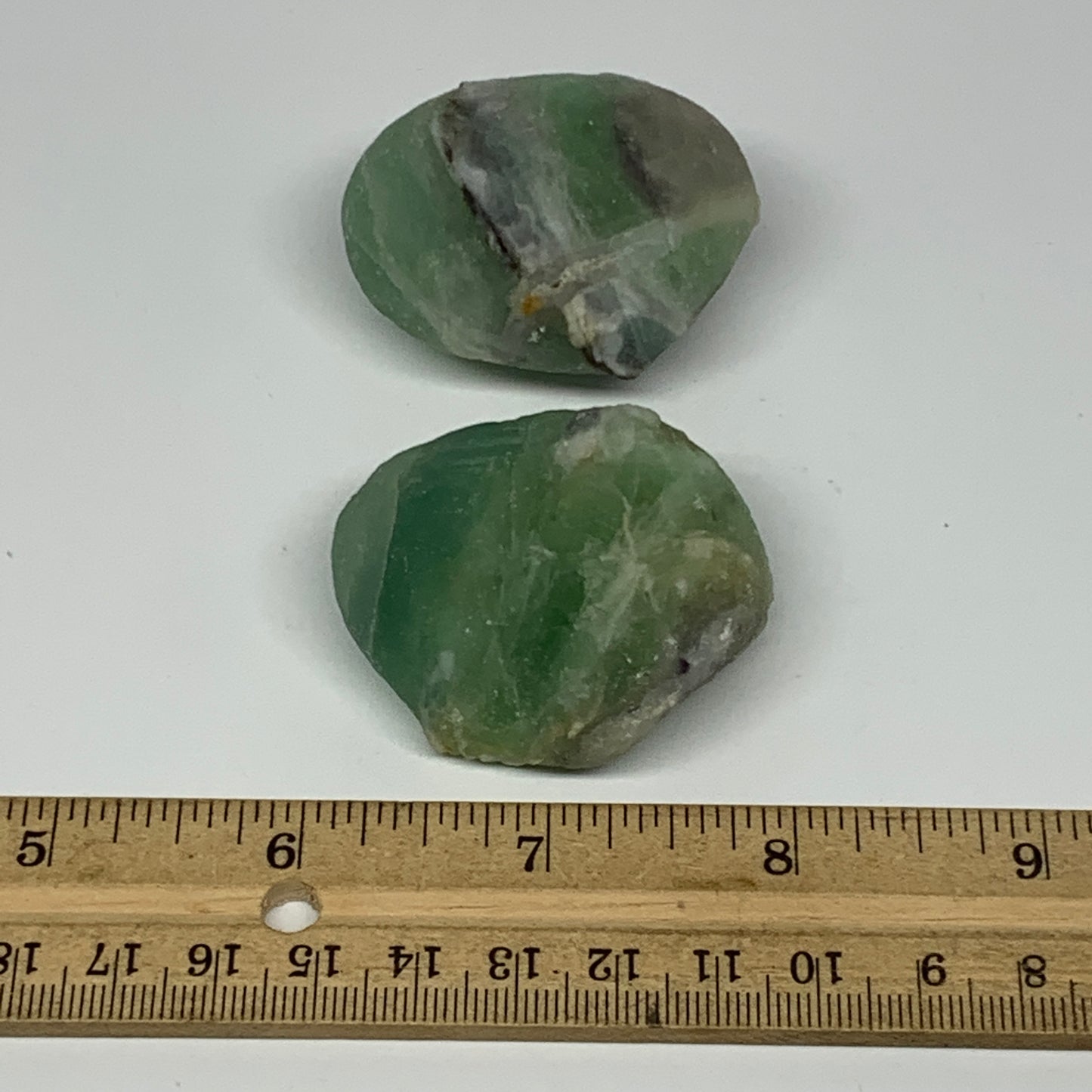 143.1g,1.8"-1.9", 2pcs, Fluorite Tumbled Rough/Semi- Polished @Mexico, B18717