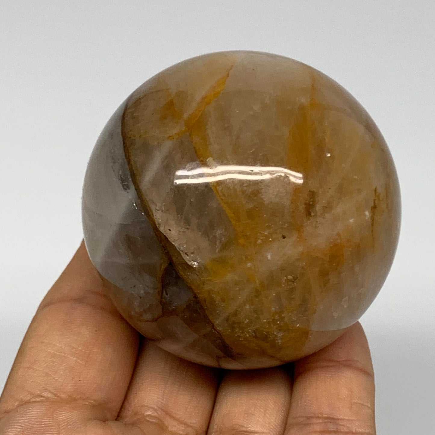 267.6g, 2.3" (68mm), Yellow Hematoid Sphere Crystal Ball Gemstones @Madagascar,B