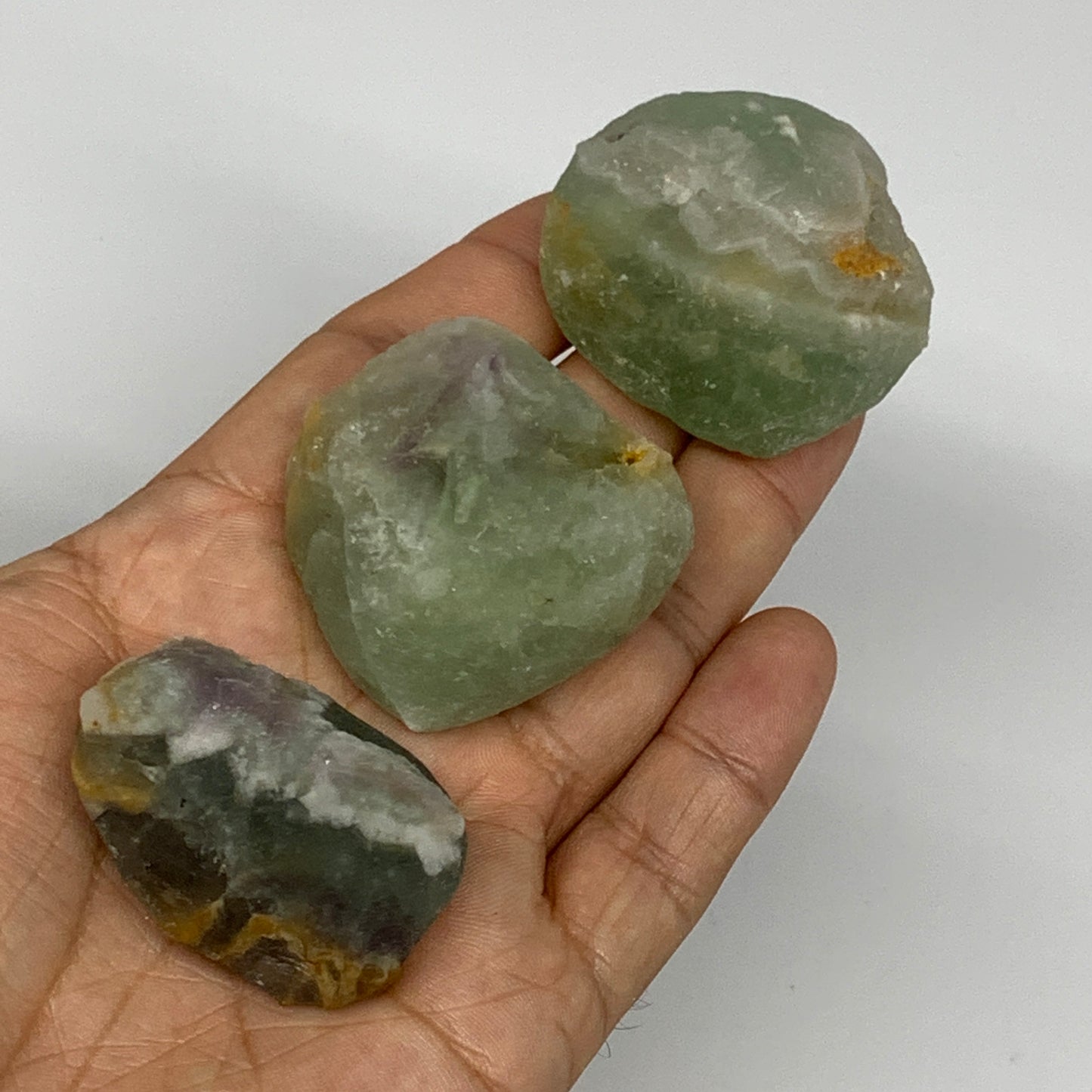 156.2g,1.6"-1.7", 3pcs, Fluorite Tumbled Rough/Semi- Polished @Mexico, B18718