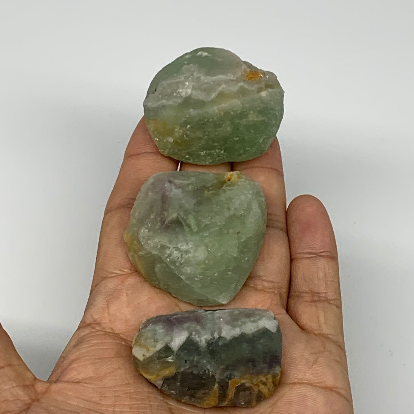 156.2g,1.6"-1.7", 3pcs, Fluorite Tumbled Rough/Semi- Polished @Mexico, B18718