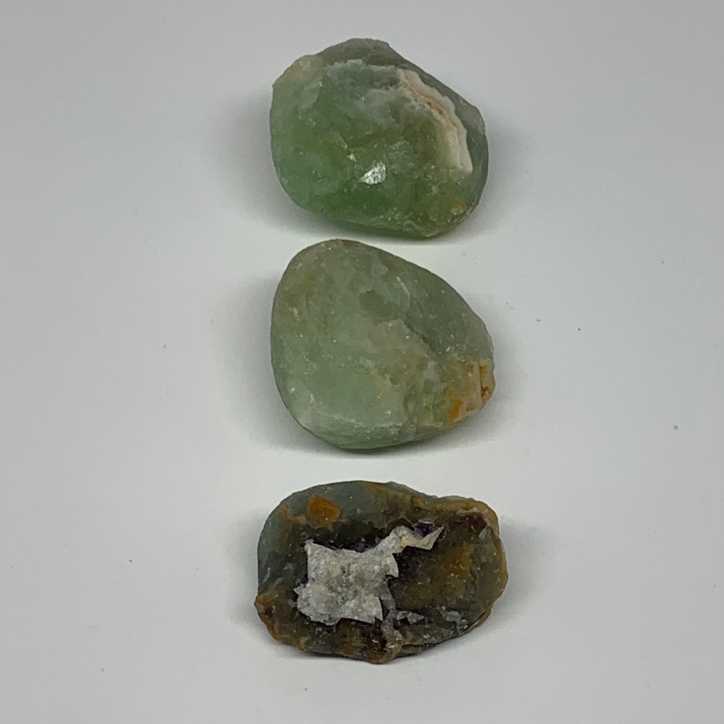 156.2g,1.6"-1.7", 3pcs, Fluorite Tumbled Rough/Semi- Polished @Mexico, B18718