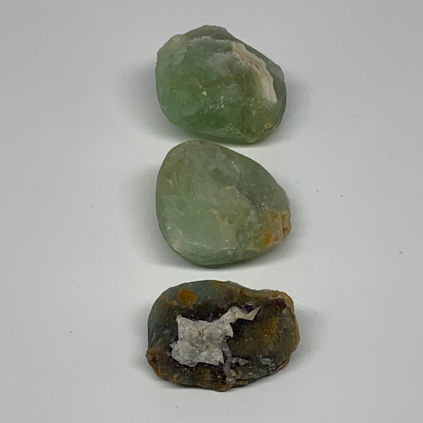 156.2g,1.6"-1.7", 3pcs, Fluorite Tumbled Rough/Semi- Polished @Mexico, B18718