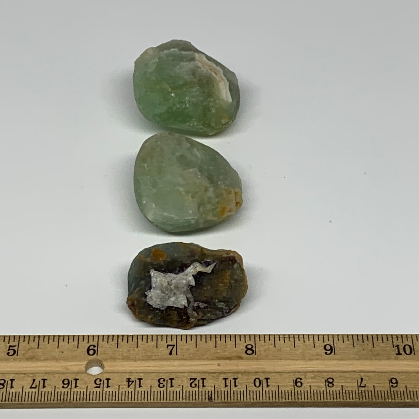 156.2g,1.6"-1.7", 3pcs, Fluorite Tumbled Rough/Semi- Polished @Mexico, B18718