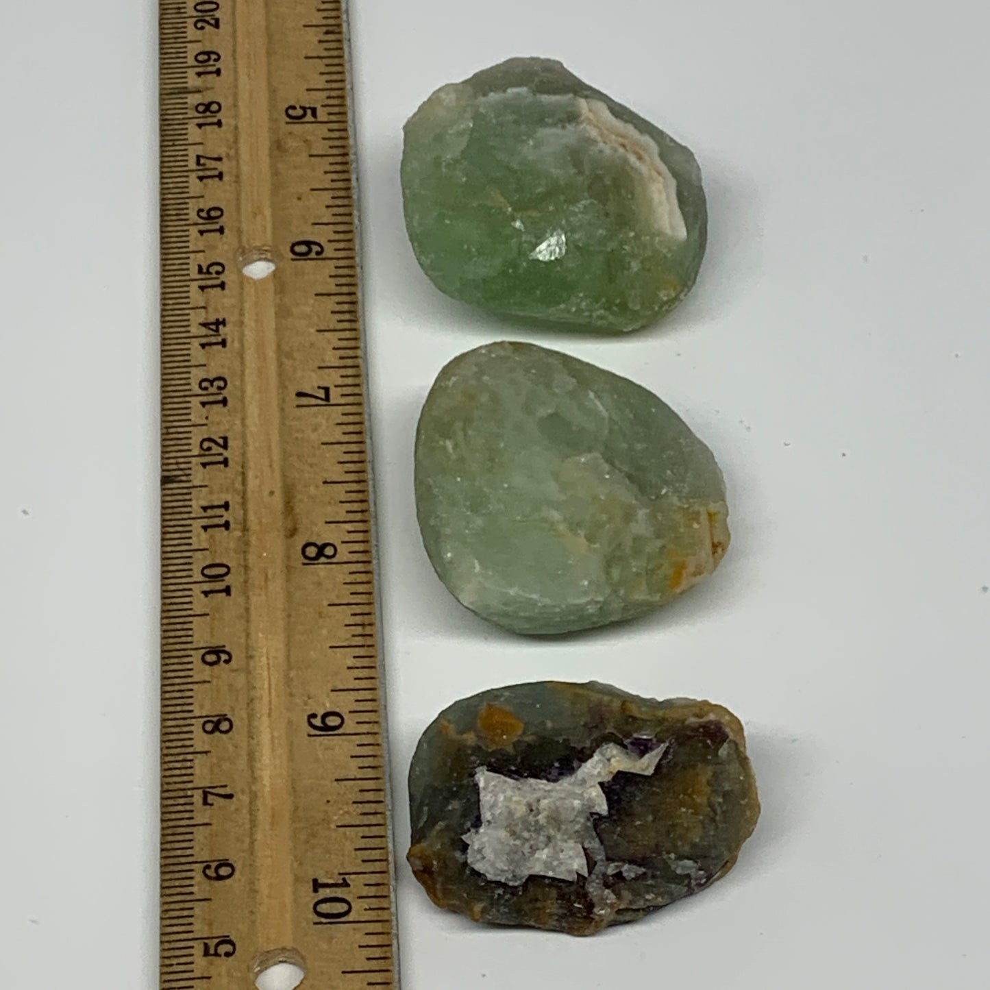 156.2g,1.6"-1.7", 3pcs, Fluorite Tumbled Rough/Semi- Polished @Mexico, B18718