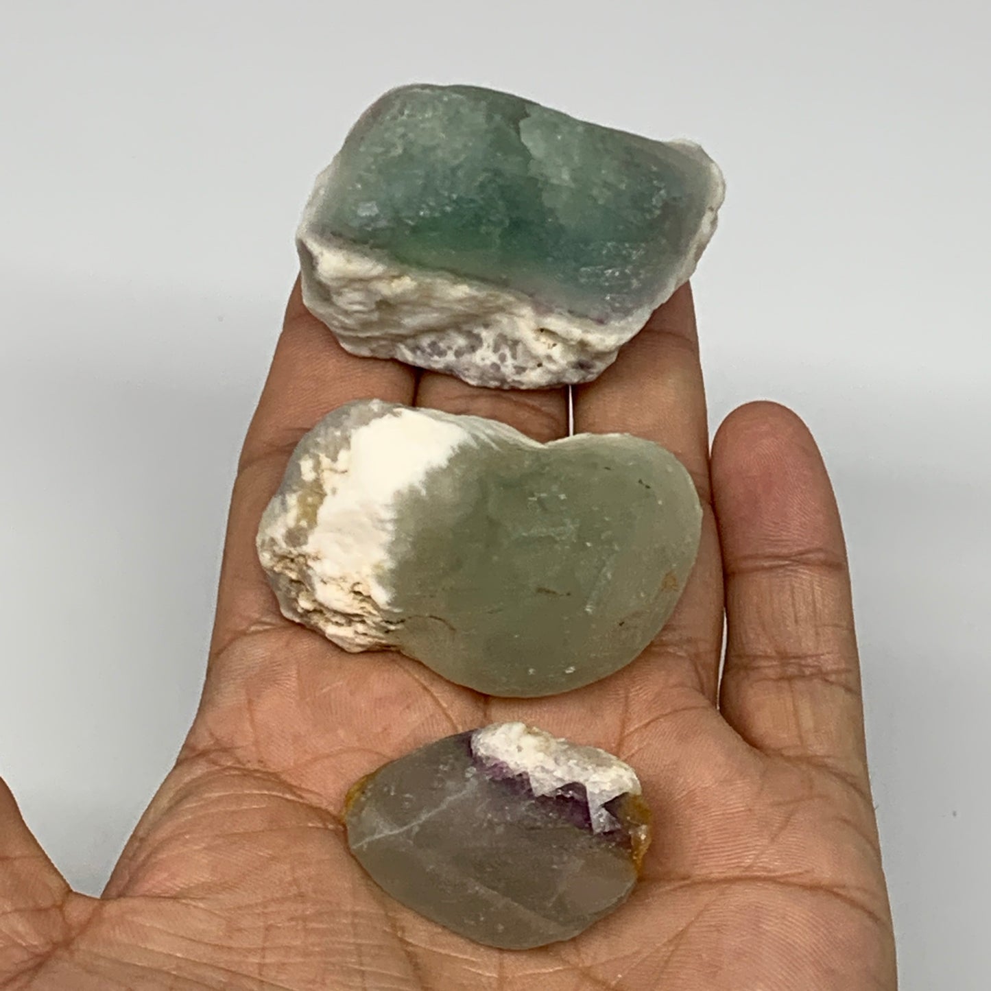 139.9g,1.4"-1.9", 3pcs, Fluorite Tumbled Rough/Semi- Polished @Mexico, B18722