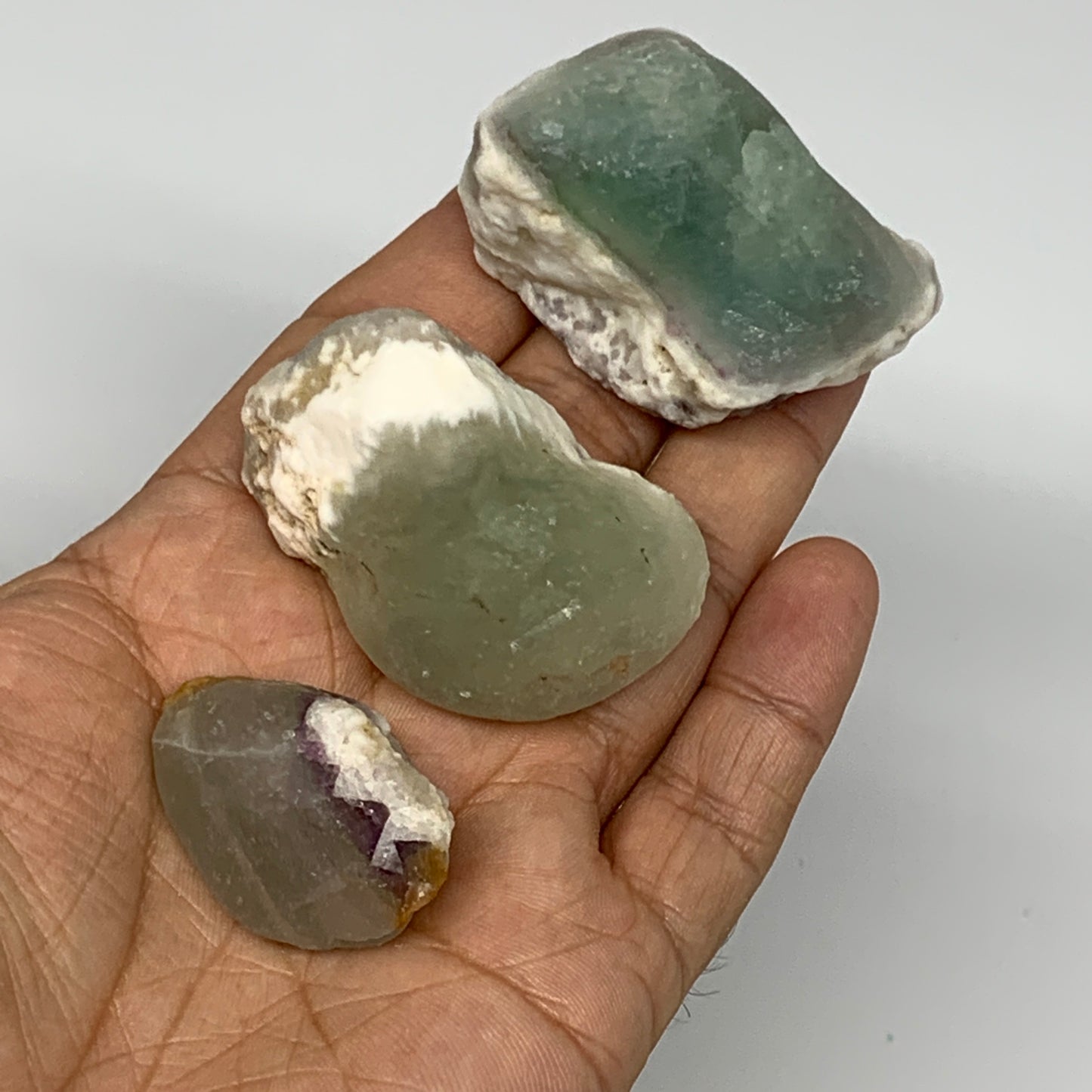 139.9g,1.4"-1.9", 3pcs, Fluorite Tumbled Rough/Semi- Polished @Mexico, B18722