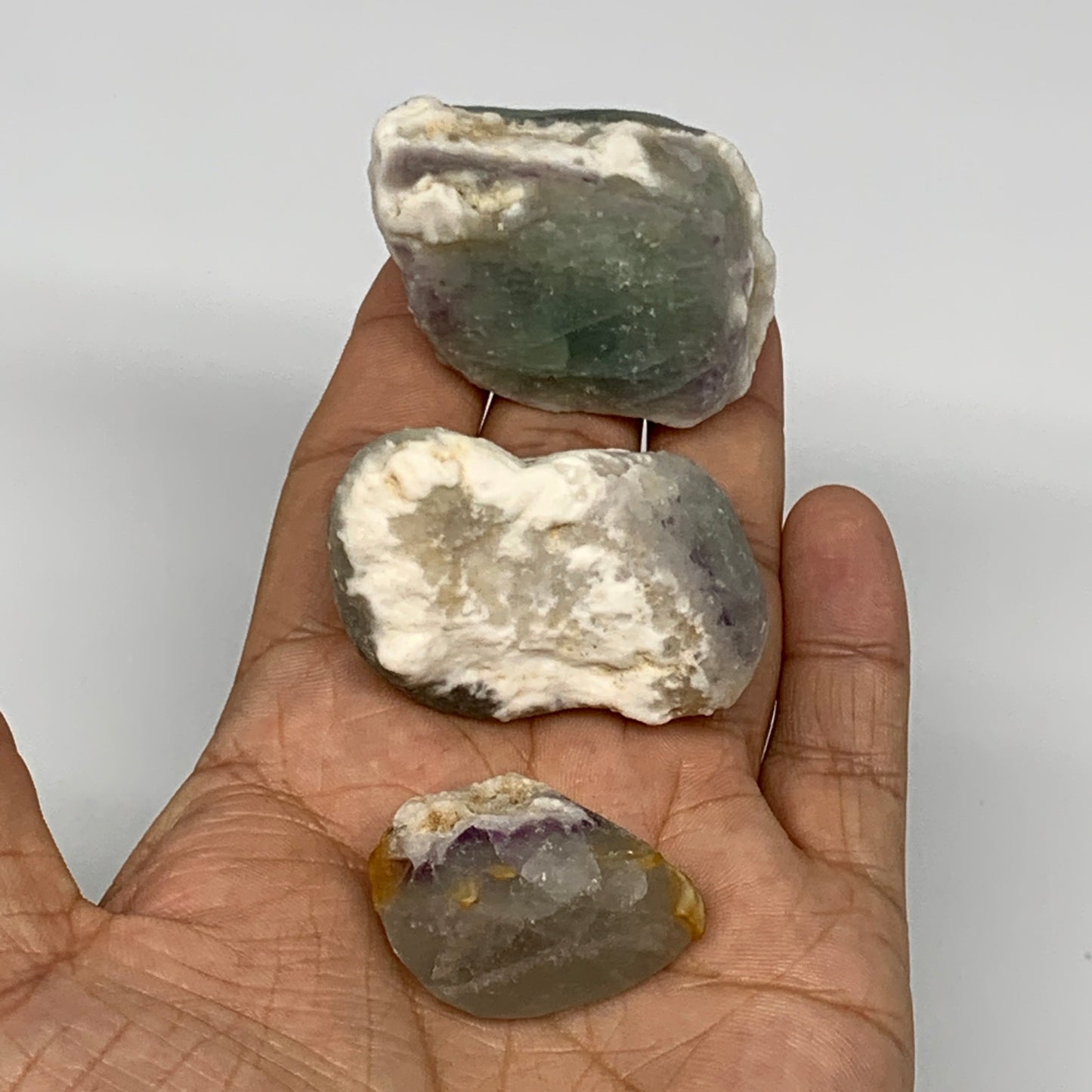 139.9g,1.4"-1.9", 3pcs, Fluorite Tumbled Rough/Semi- Polished @Mexico, B18722