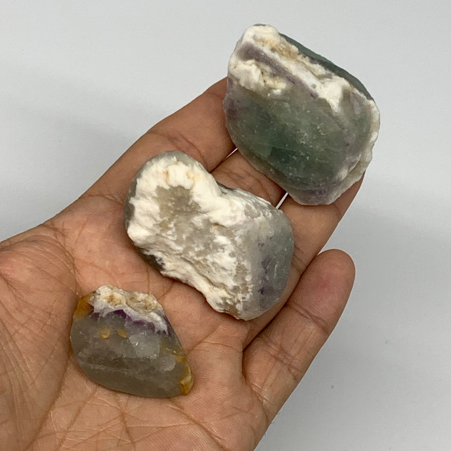 139.9g,1.4"-1.9", 3pcs, Fluorite Tumbled Rough/Semi- Polished @Mexico, B18722