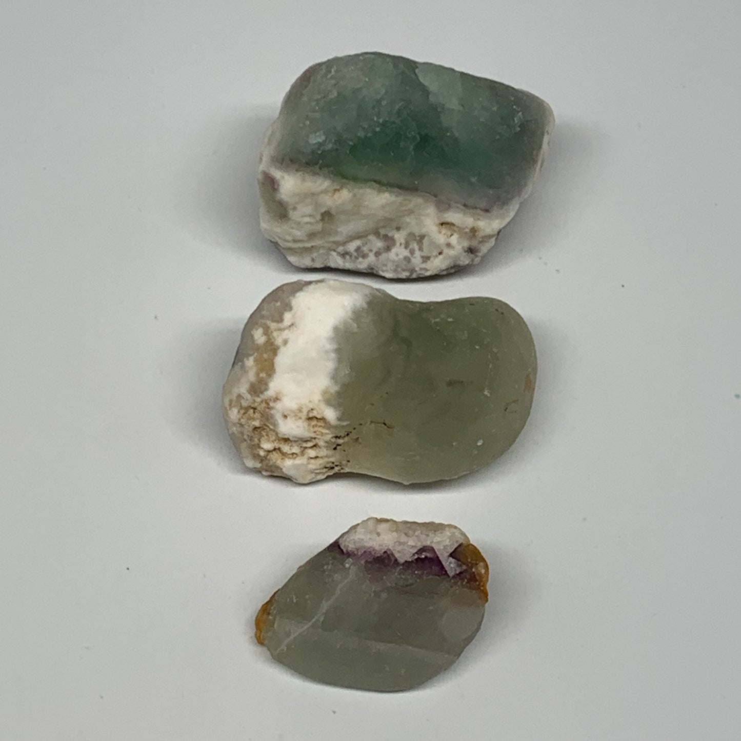 139.9g,1.4"-1.9", 3pcs, Fluorite Tumbled Rough/Semi- Polished @Mexico, B18722