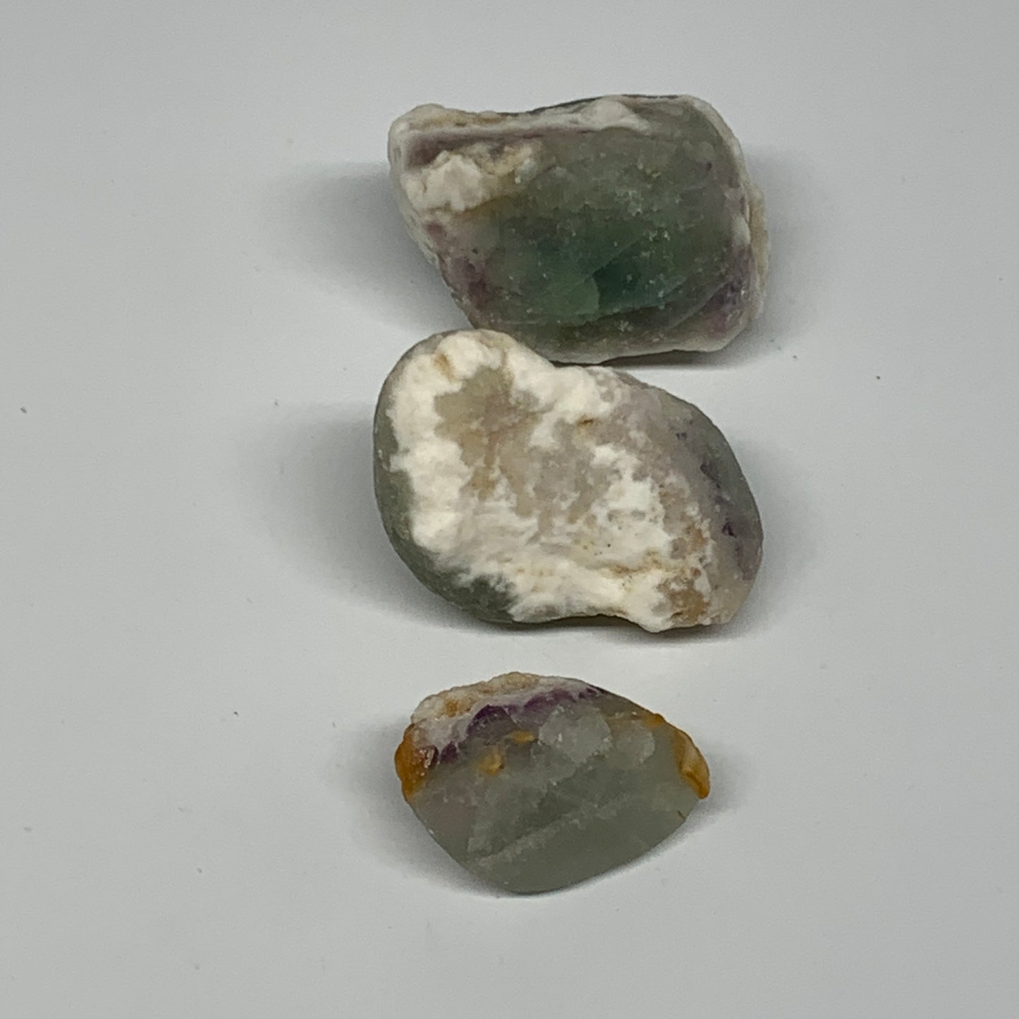 139.9g,1.4"-1.9", 3pcs, Fluorite Tumbled Rough/Semi- Polished @Mexico, B18722