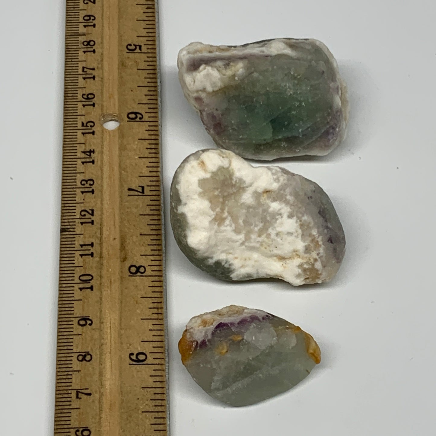 139.9g,1.4"-1.9", 3pcs, Fluorite Tumbled Rough/Semi- Polished @Mexico, B18722