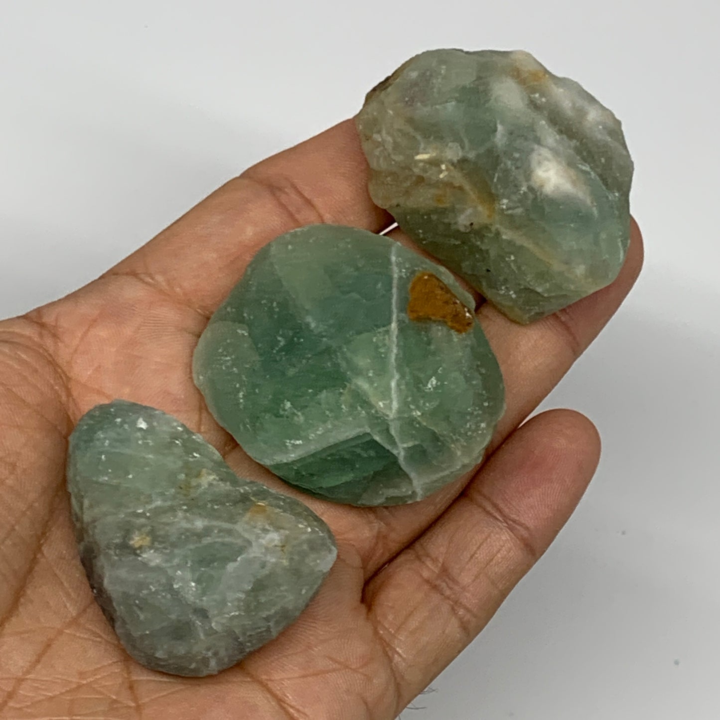 152.2g,1.5"-1.8", 3pcs, Fluorite Tumbled Rough/Semi- Polished @Mexico, B18722