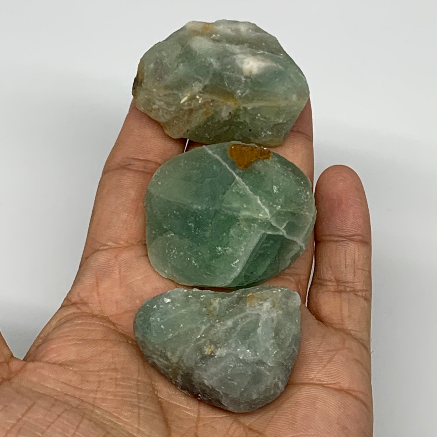 152.2g,1.5"-1.8", 3pcs, Fluorite Tumbled Rough/Semi- Polished @Mexico, B18722