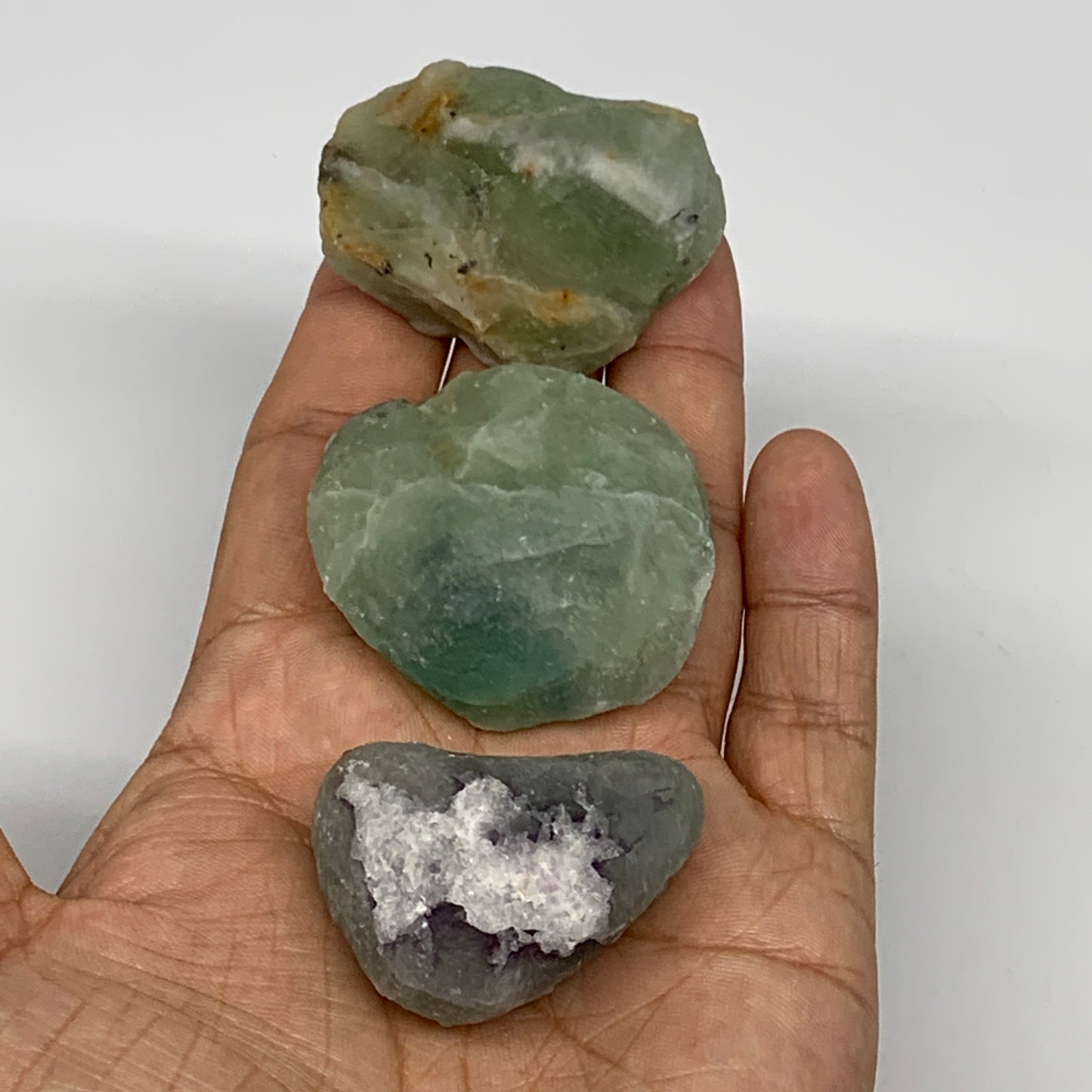 152.2g,1.5"-1.8", 3pcs, Fluorite Tumbled Rough/Semi- Polished @Mexico, B18722