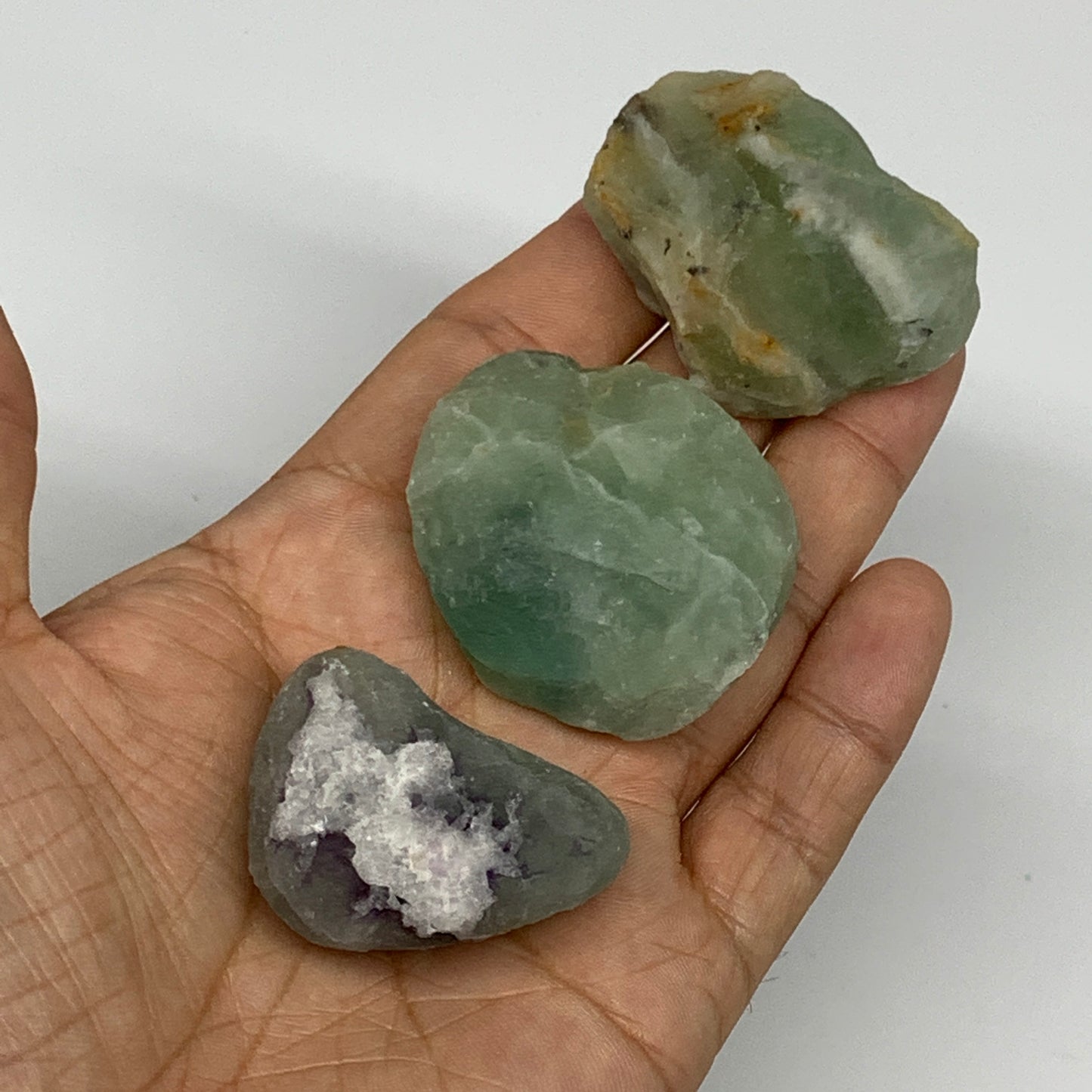 152.2g,1.5"-1.8", 3pcs, Fluorite Tumbled Rough/Semi- Polished @Mexico, B18722