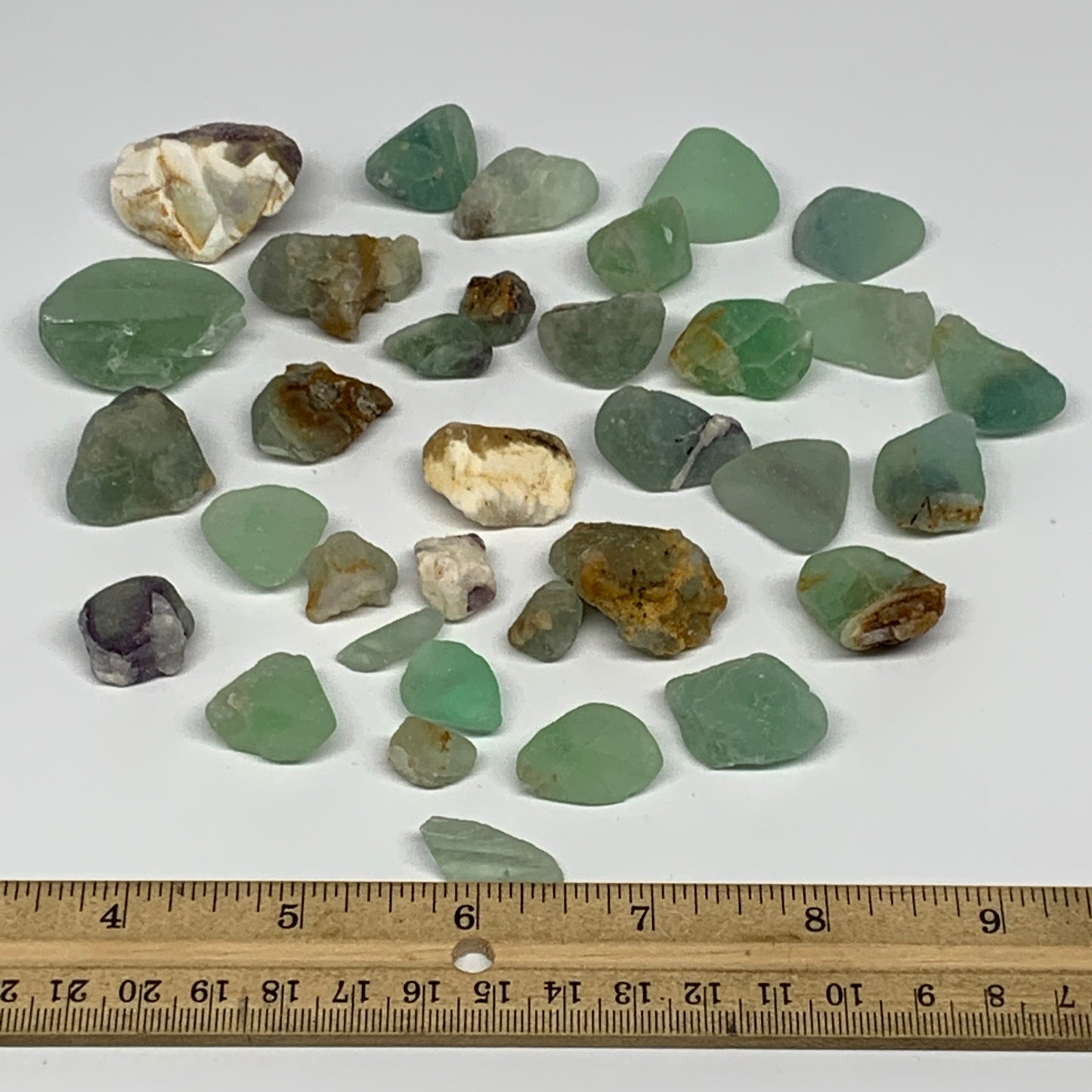 232.3g,0.5"-1.4", 34pcs, Fluorite Tumbled Rough/Semi- Polished @Mexico, B18725