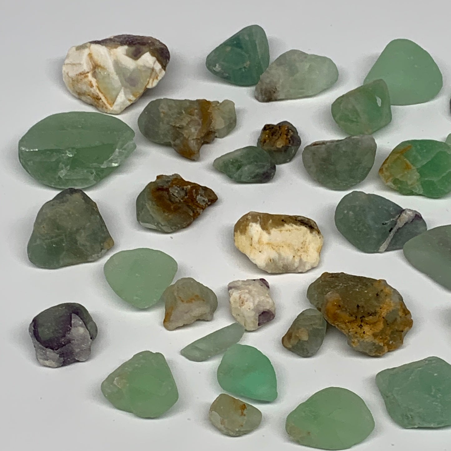 232.3g,0.5"-1.4", 34pcs, Fluorite Tumbled Rough/Semi- Polished @Mexico, B18725