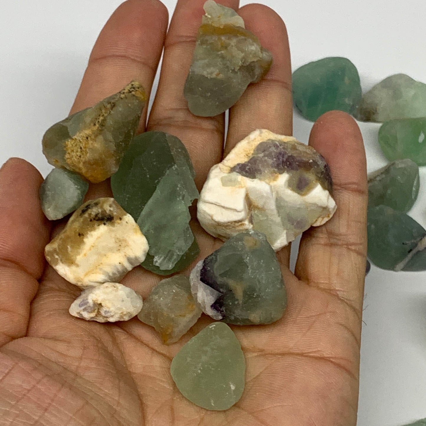 232.3g,0.5"-1.4", 34pcs, Fluorite Tumbled Rough/Semi- Polished @Mexico, B18725