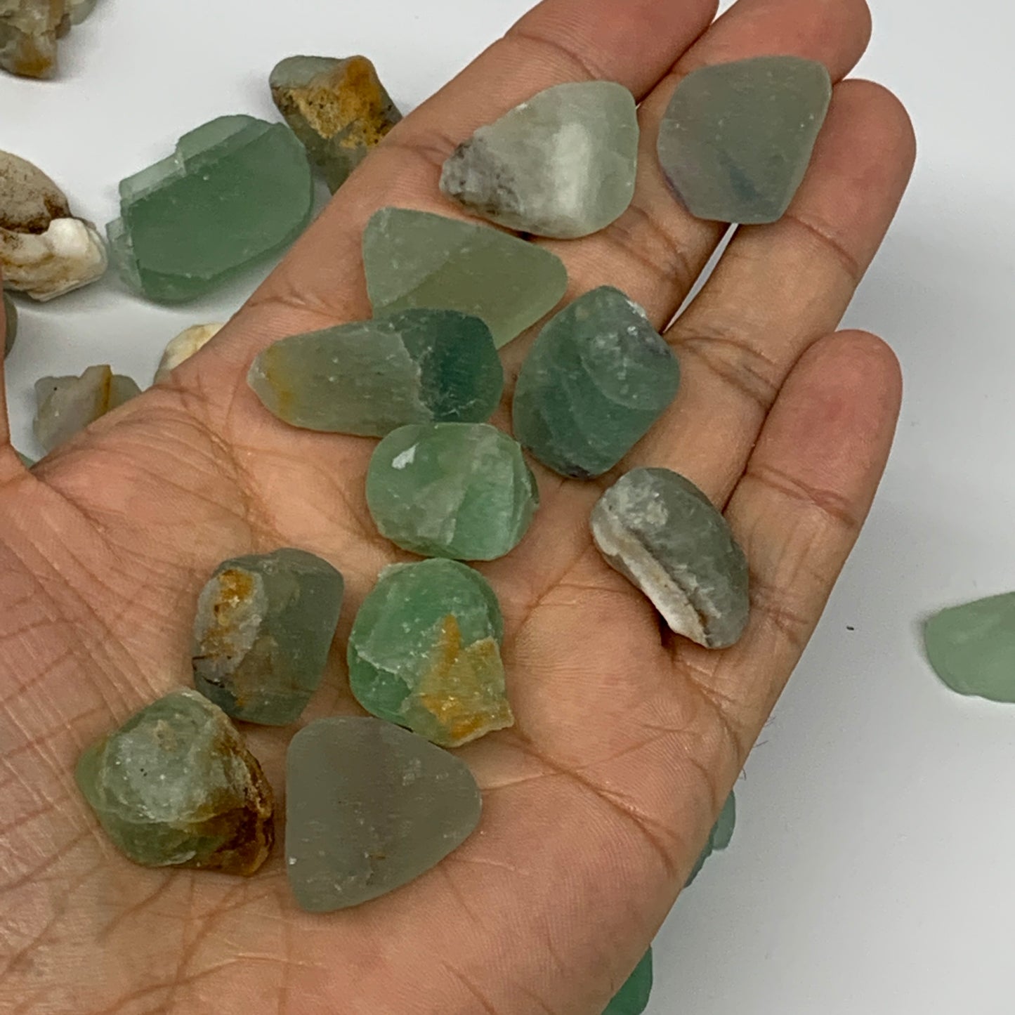 232.3g,0.5"-1.4", 34pcs, Fluorite Tumbled Rough/Semi- Polished @Mexico, B18725