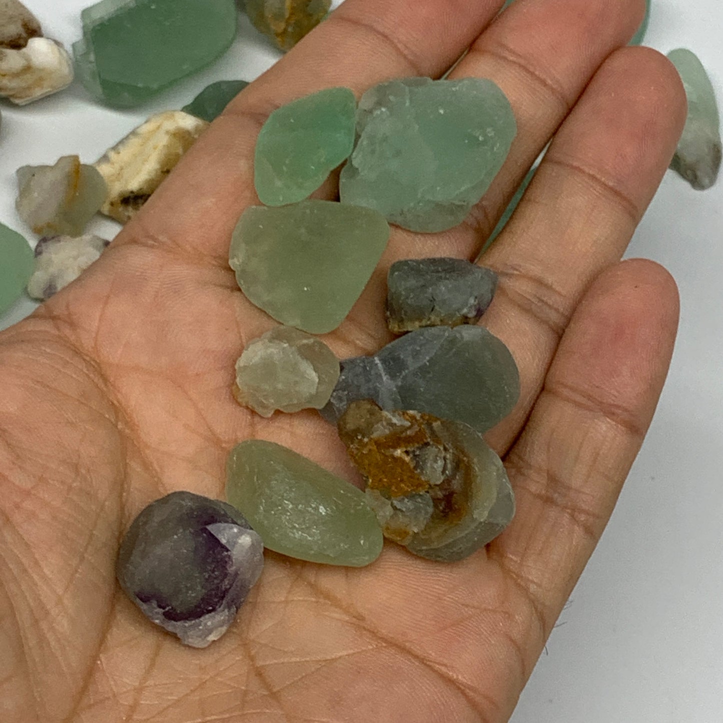 232.3g,0.5"-1.4", 34pcs, Fluorite Tumbled Rough/Semi- Polished @Mexico, B18725