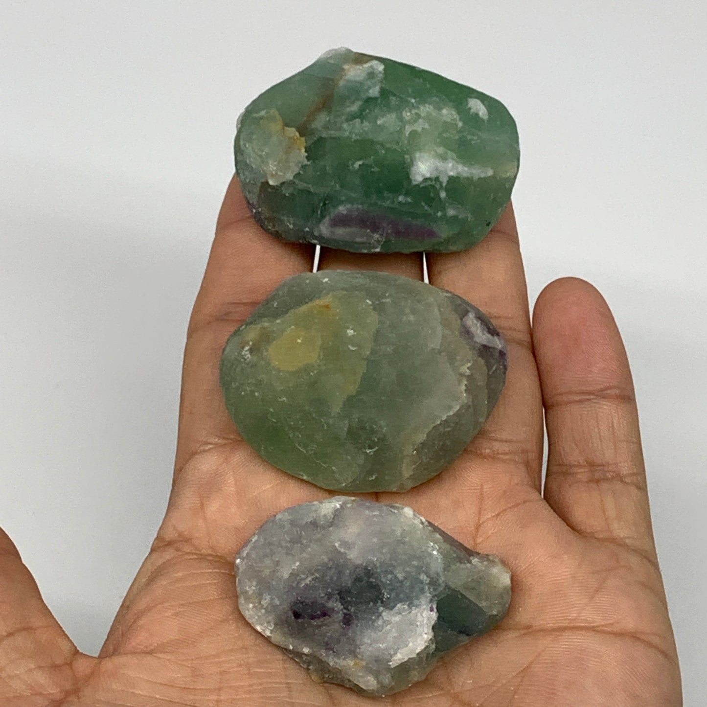 146.8g,1.6"-1.8", 3pcs, Fluorite Tumbled Rough/Semi- Polished @Mexico, B18727