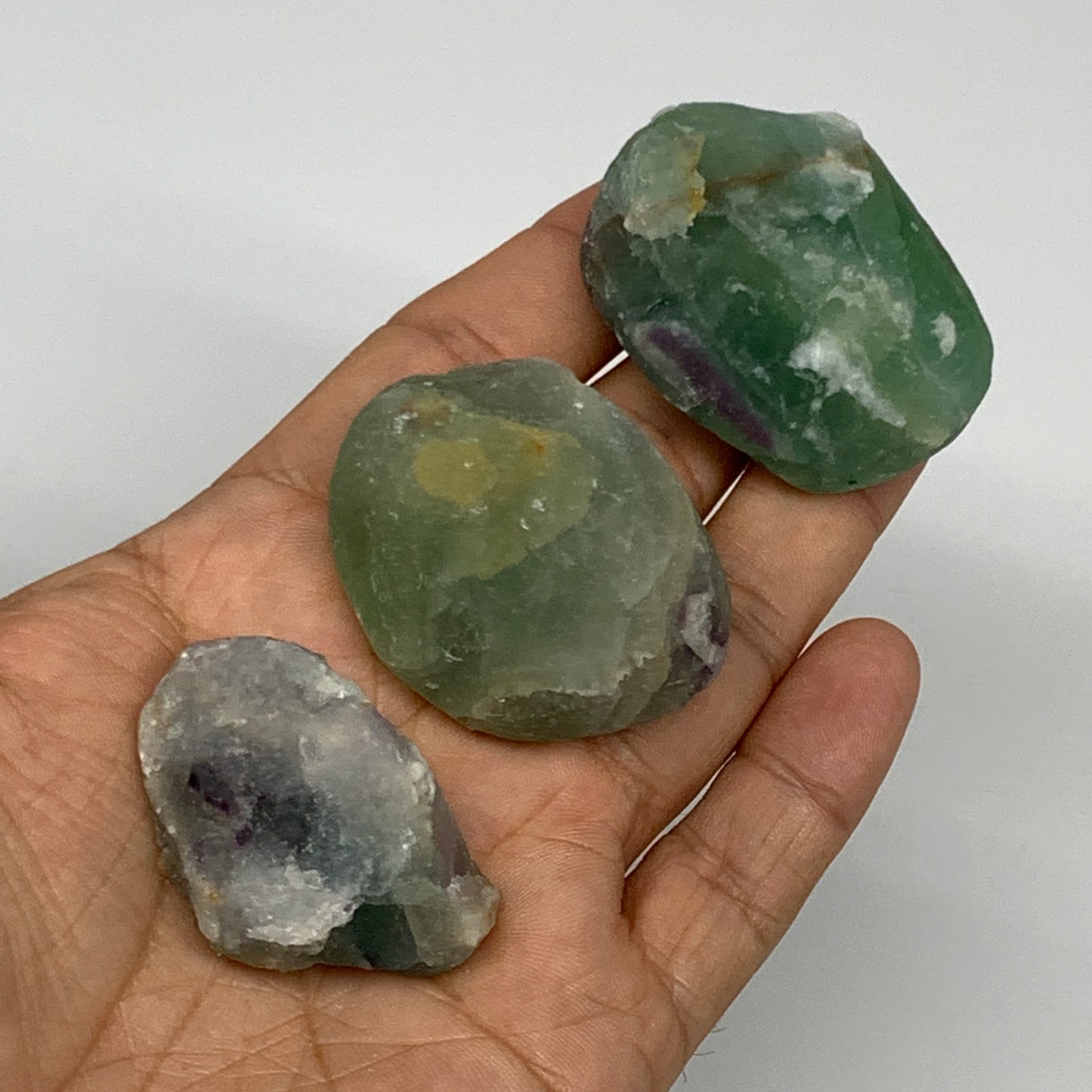 146.8g,1.6"-1.8", 3pcs, Fluorite Tumbled Rough/Semi- Polished @Mexico, B18727