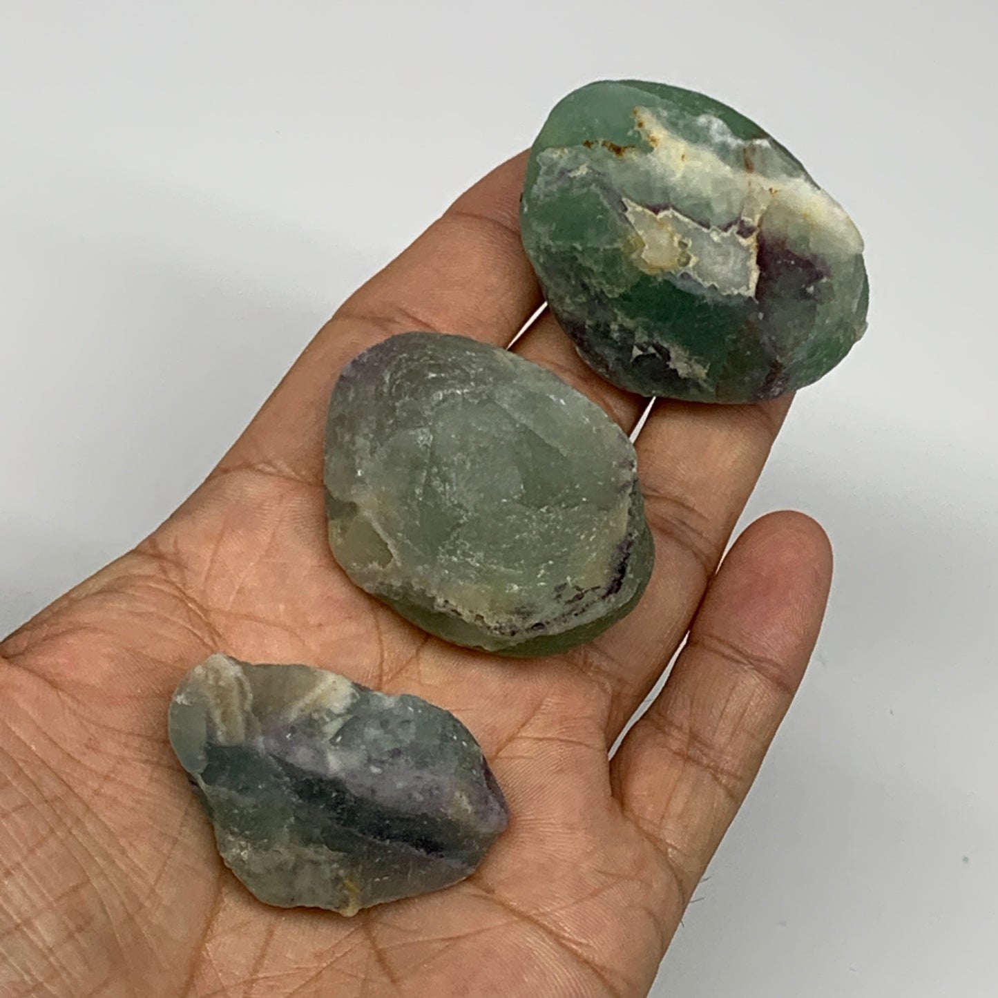 146.8g,1.6"-1.8", 3pcs, Fluorite Tumbled Rough/Semi- Polished @Mexico, B18727