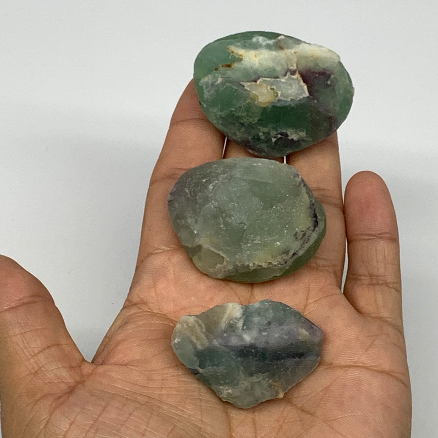 146.8g,1.6"-1.8", 3pcs, Fluorite Tumbled Rough/Semi- Polished @Mexico, B18727