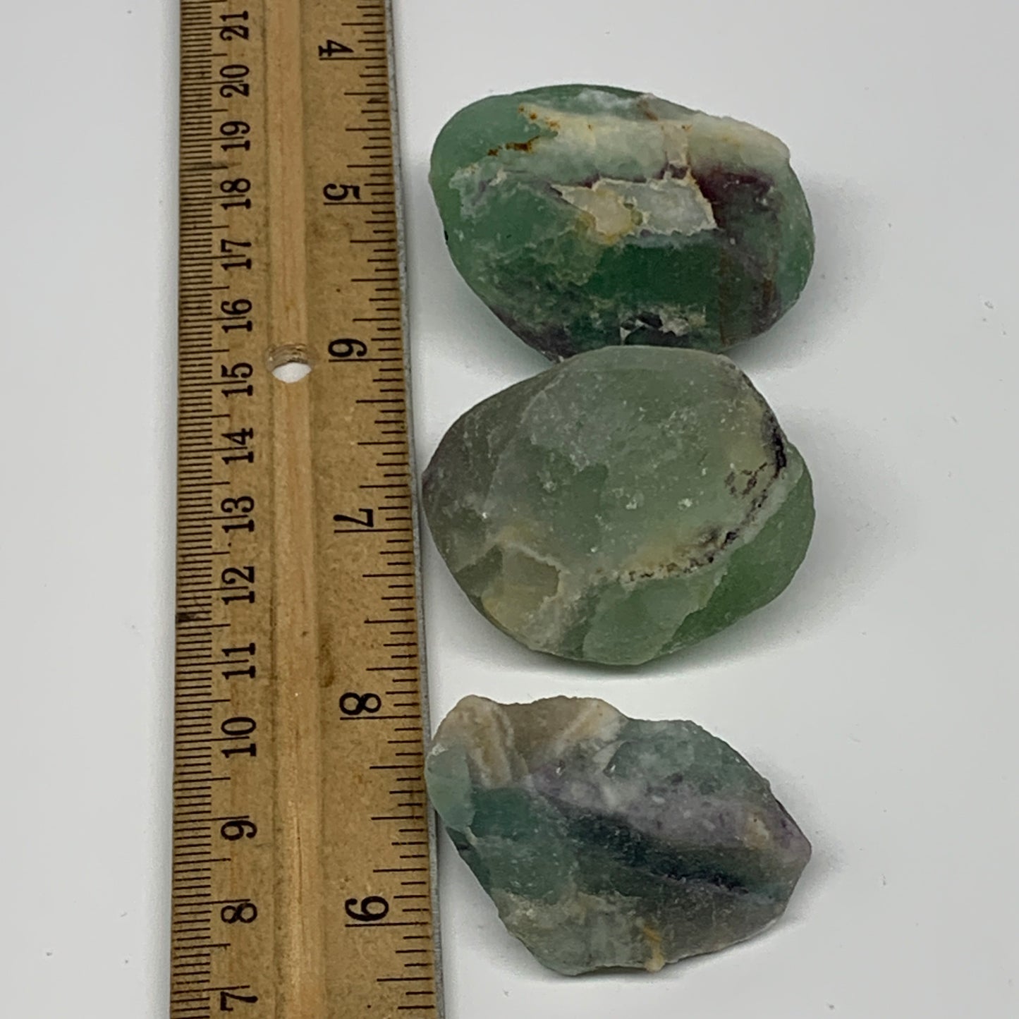 146.8g,1.6"-1.8", 3pcs, Fluorite Tumbled Rough/Semi- Polished @Mexico, B18727