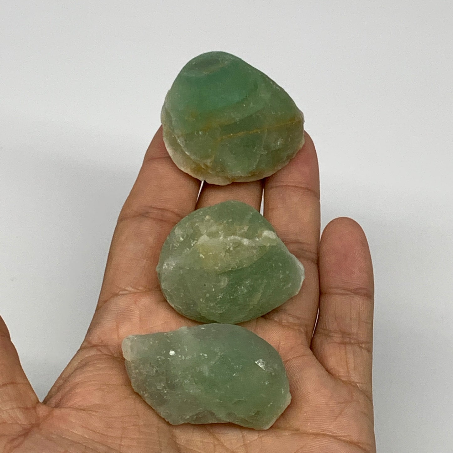 138g,1.5"-1.8", 3pcs, Fluorite Tumbled Rough/Semi- Polished @Mexico, B18729