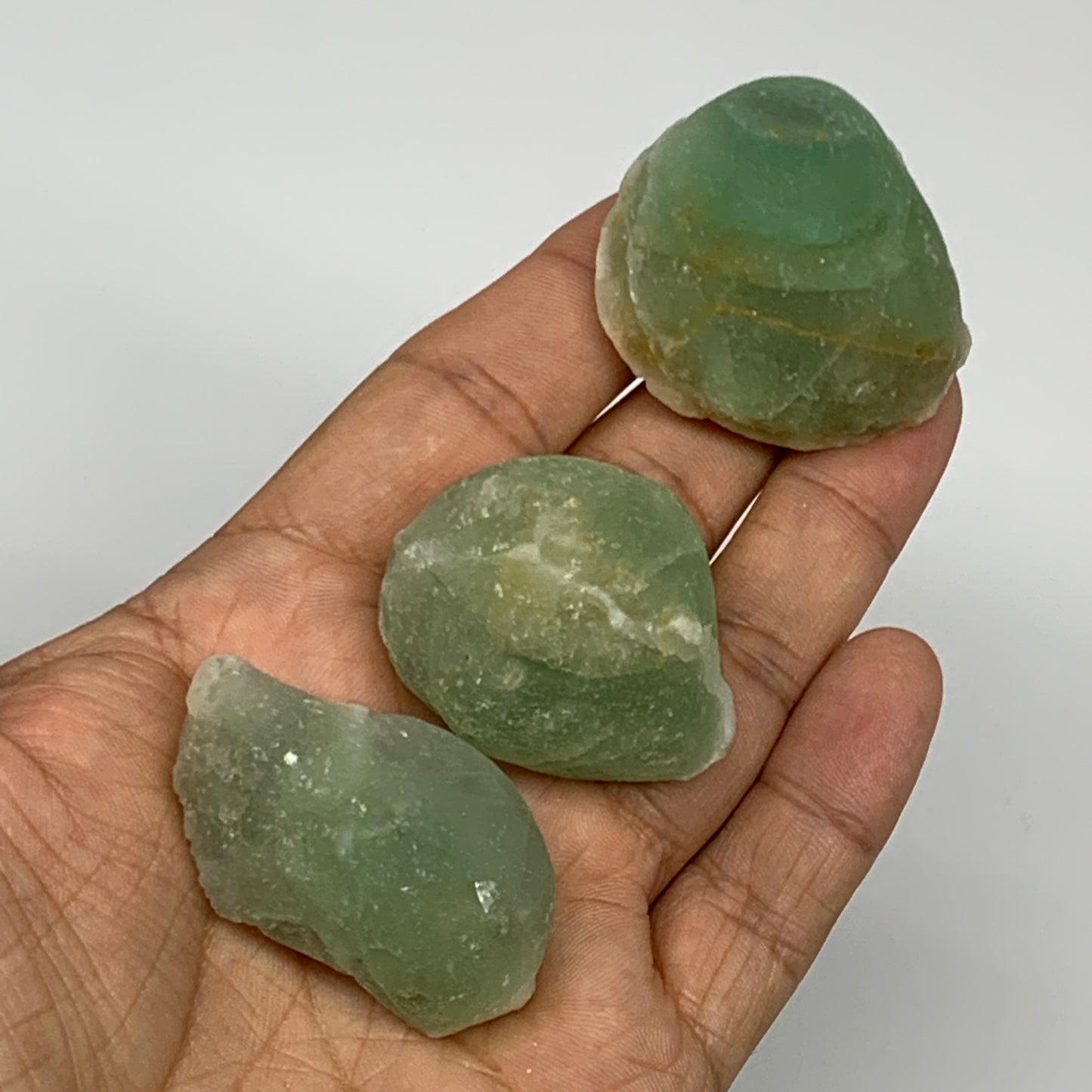 138g,1.5"-1.8", 3pcs, Fluorite Tumbled Rough/Semi- Polished @Mexico, B18729