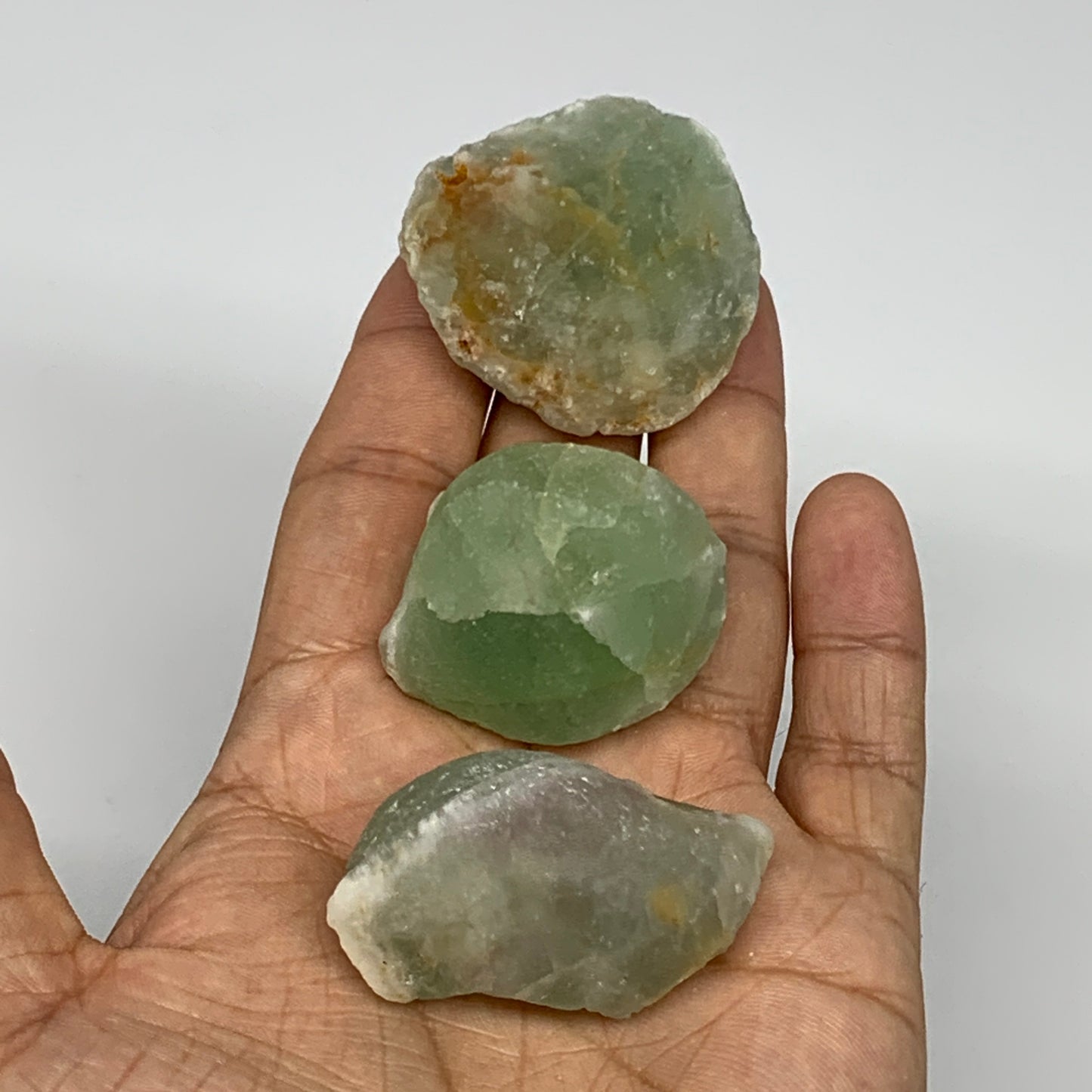 138g,1.5"-1.8", 3pcs, Fluorite Tumbled Rough/Semi- Polished @Mexico, B18729