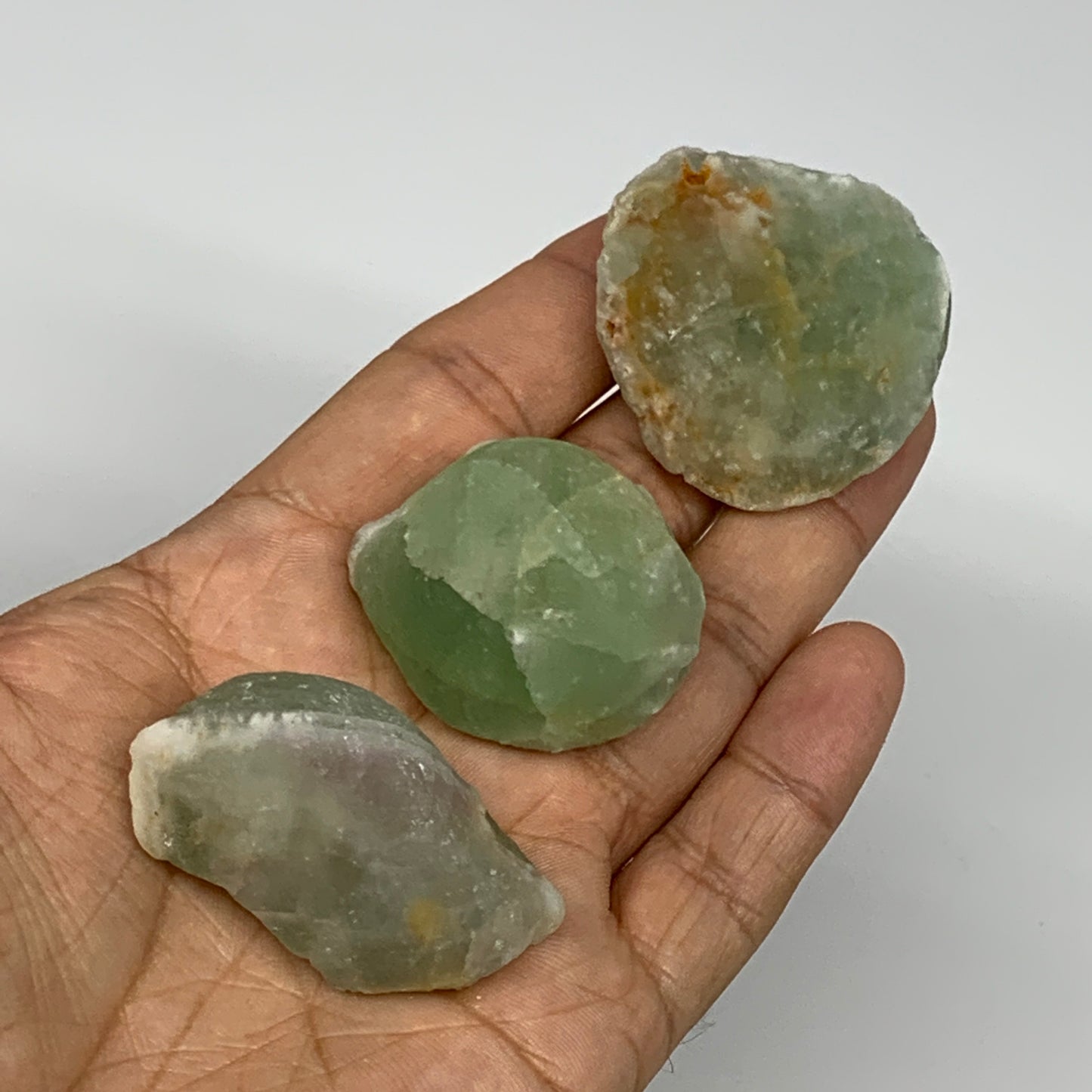 138g,1.5"-1.8", 3pcs, Fluorite Tumbled Rough/Semi- Polished @Mexico, B18729