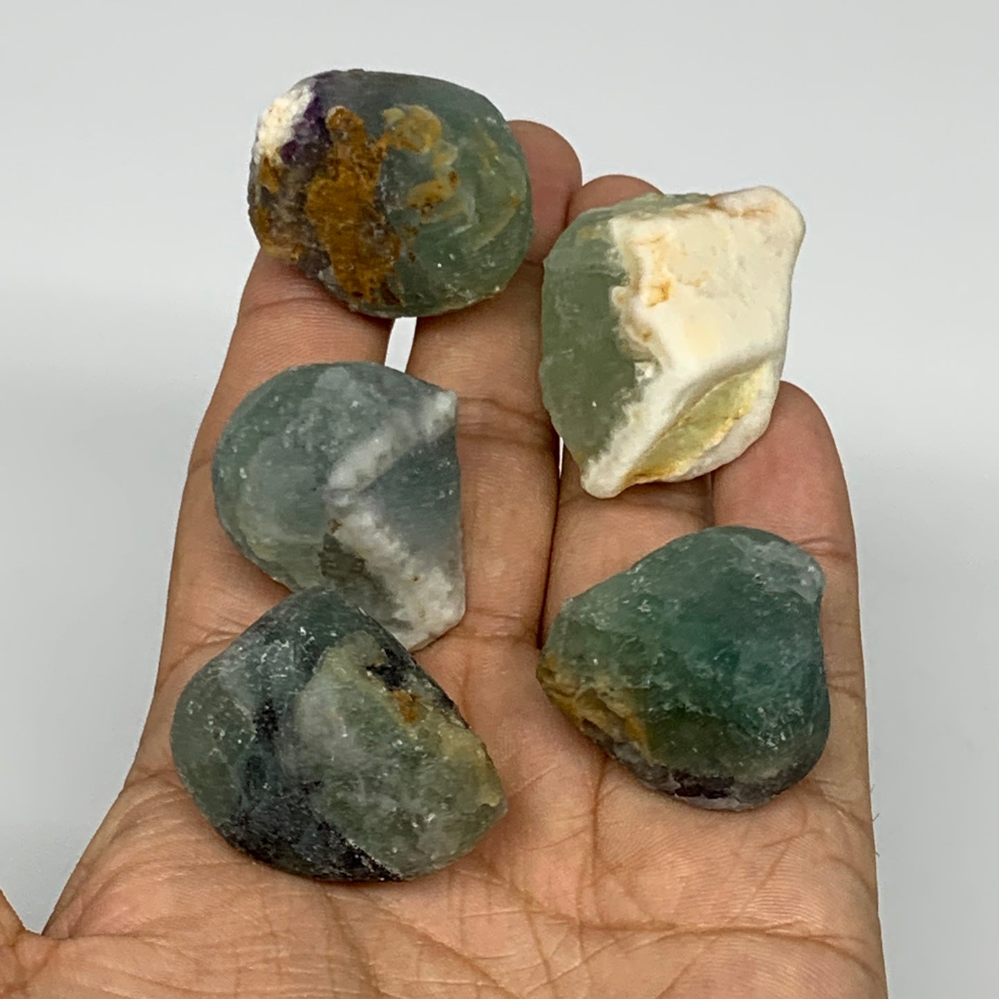 137.9g,1.2"-1.5", 5pcs, Fluorite Tumbled Rough/Semi- Polished @Mexico, B18734