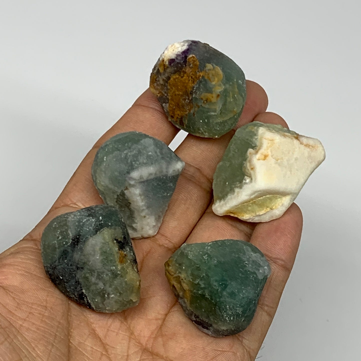 137.9g,1.2"-1.5", 5pcs, Fluorite Tumbled Rough/Semi- Polished @Mexico, B18734